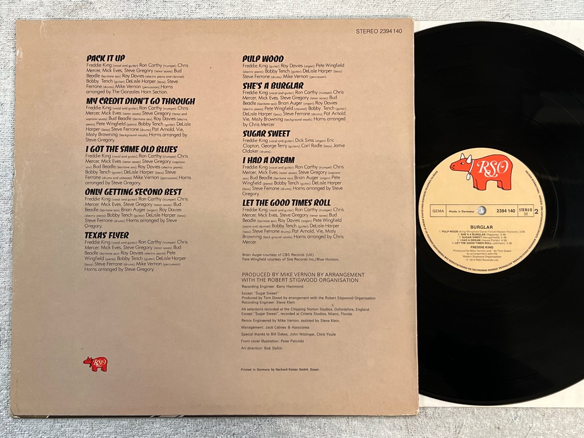 Omslagsbild för skivan FREDDIE KING burglar LP -74 Ger RSO 2394140