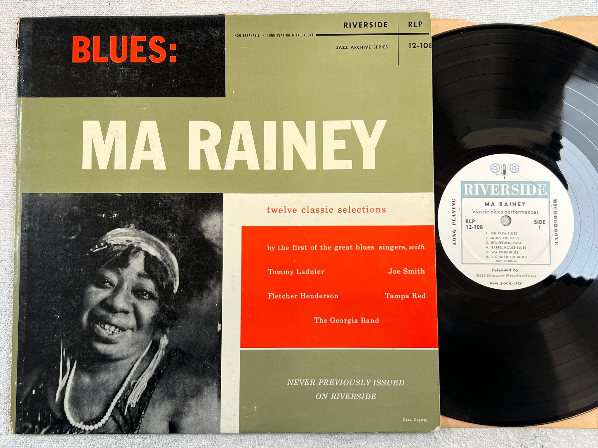 Omslagsbild för skivan MA RAINEY classic blues performances LP -55 US RIVERSIDE RLP 12-108 deep grooves