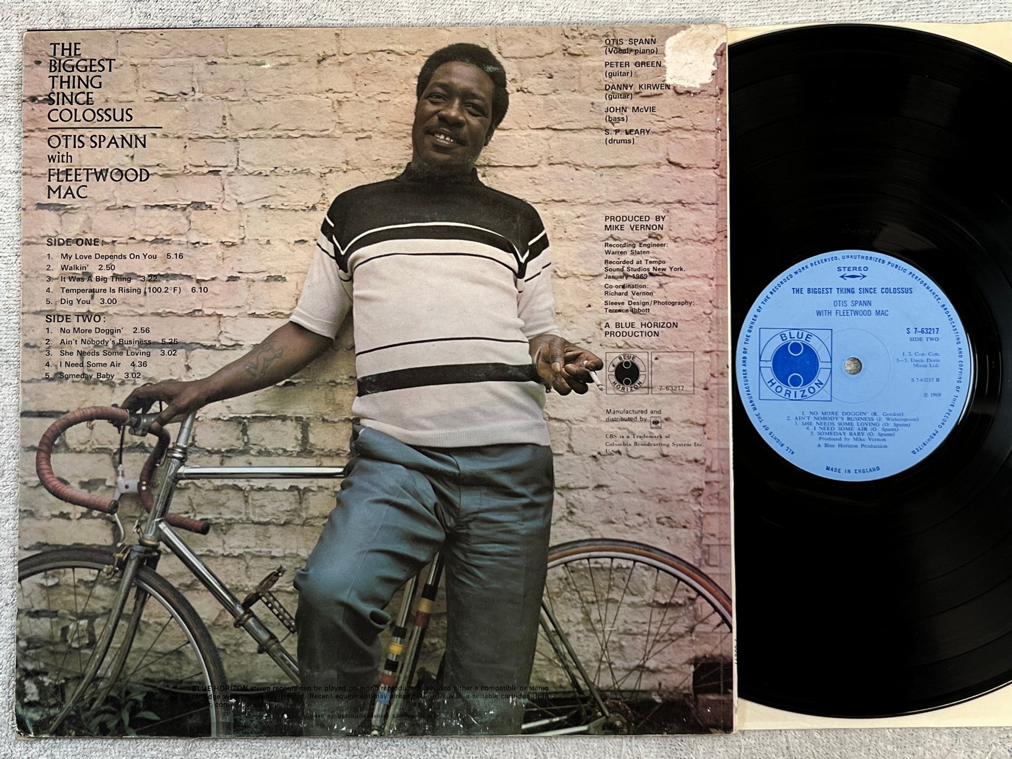 Omslagsbild för skivan OTIS SPANN w/ Fleetwood Mac the biggest thing... LP -69 UK BLUE HORIZON S7-63217