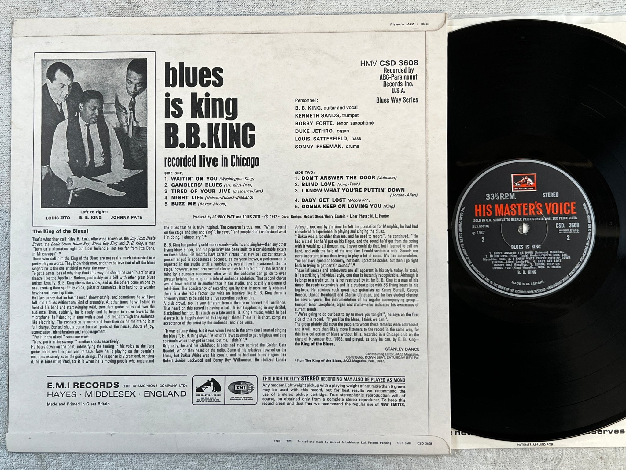 Omslagsbild för skivan BB KING blues is king LP -67 UK HIS MASTER'S VOICE CSD 3608