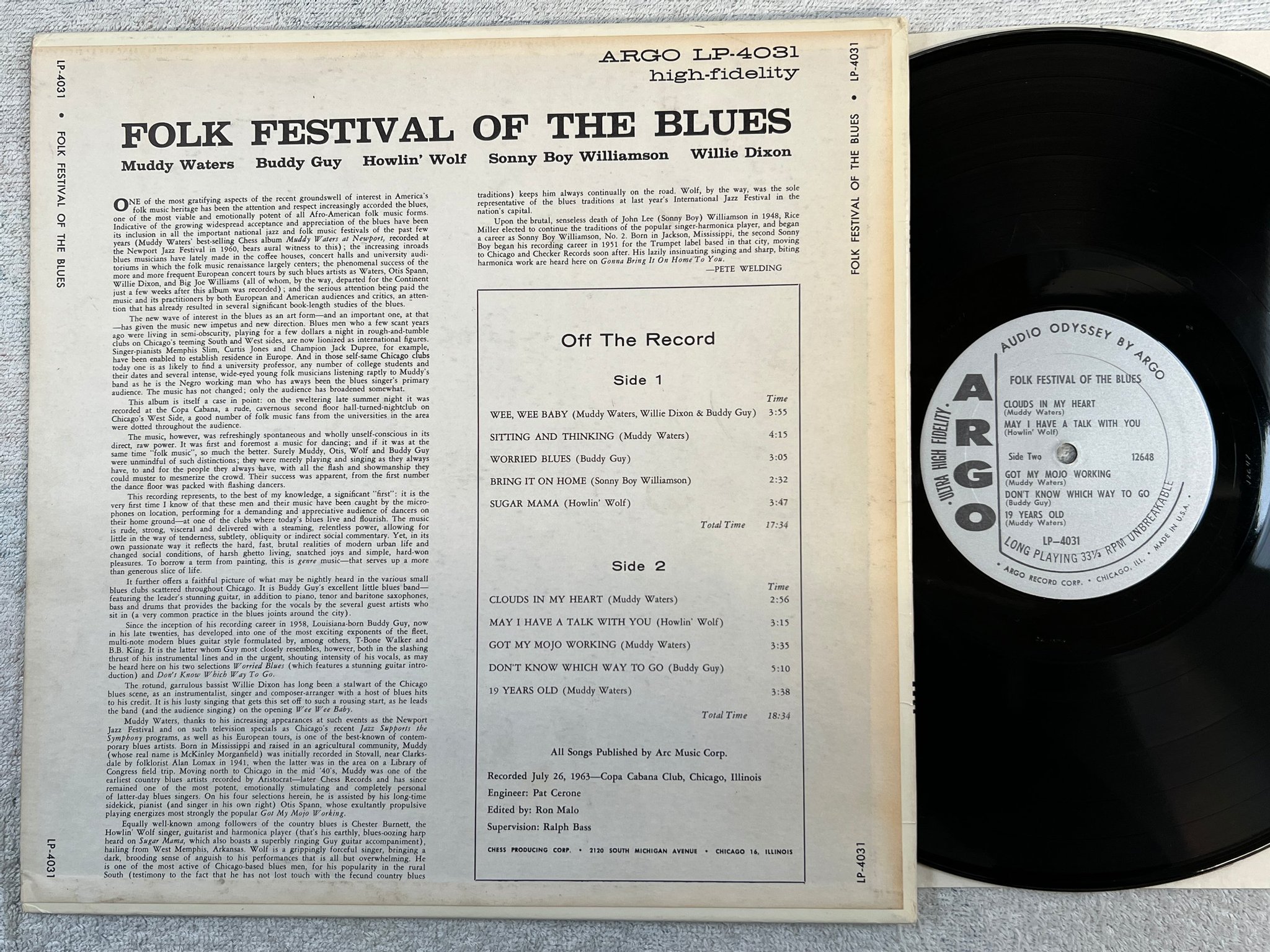 Omslagsbild för skivan V/A folk festival of the blues LP -63 US ARGO LP 4031 ** RARE ** 