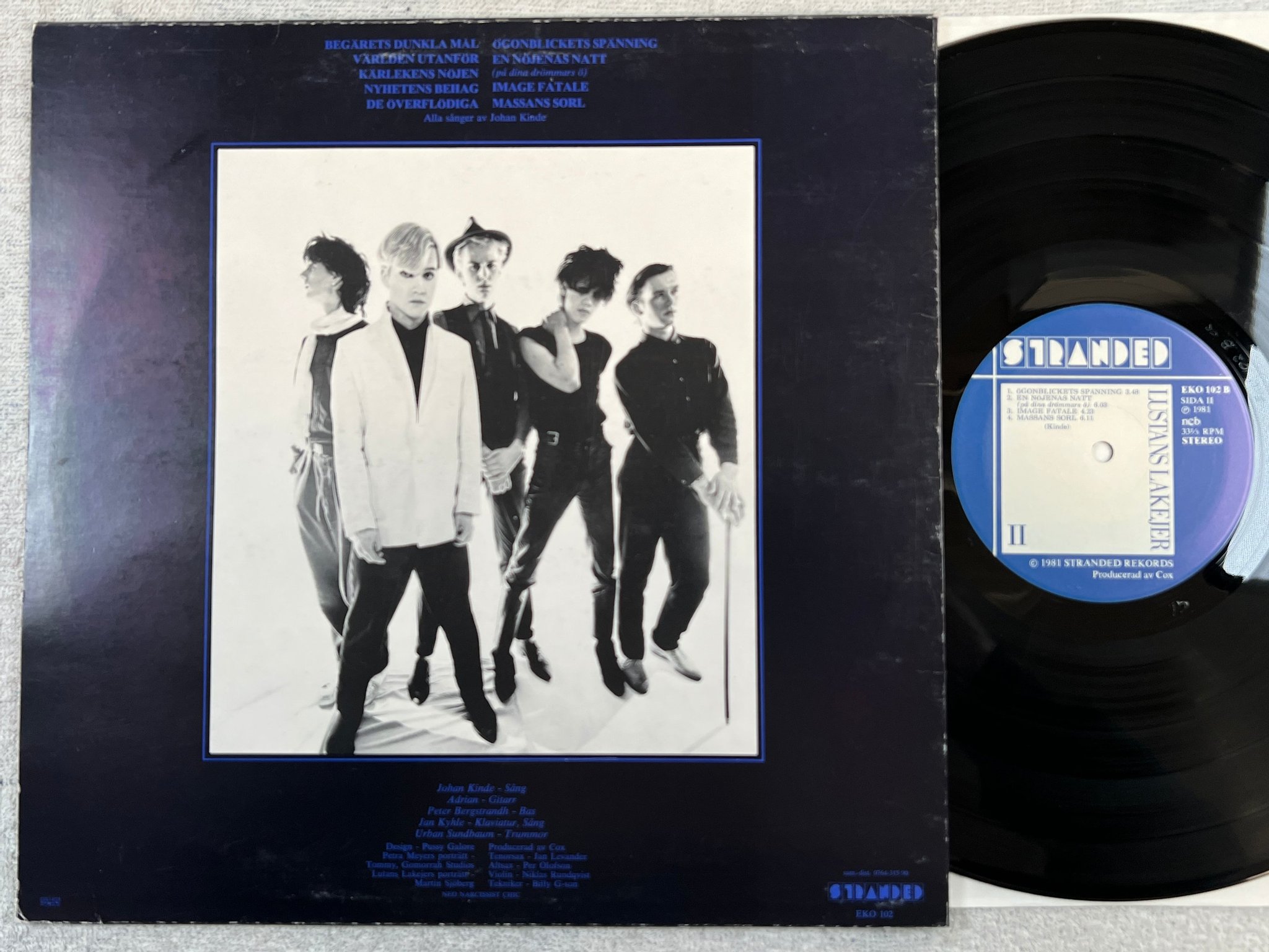 Omslagsbild för skivan LUSTANS LAKEJER s/t LP -81 Swe STRANDED REKORDS EKO-102