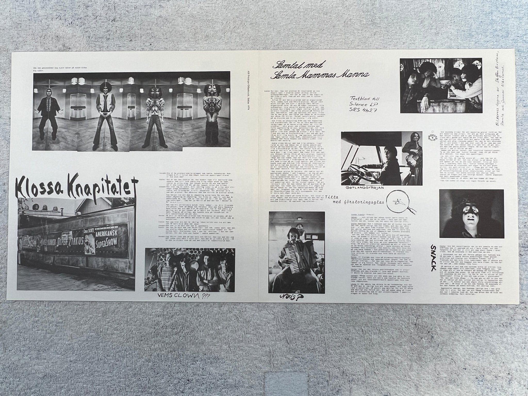 Omslagsbild för skivan SAMLA MAMMAS MANNA klossa knapitalet LP -74 Swe SILENCE SRS 4627