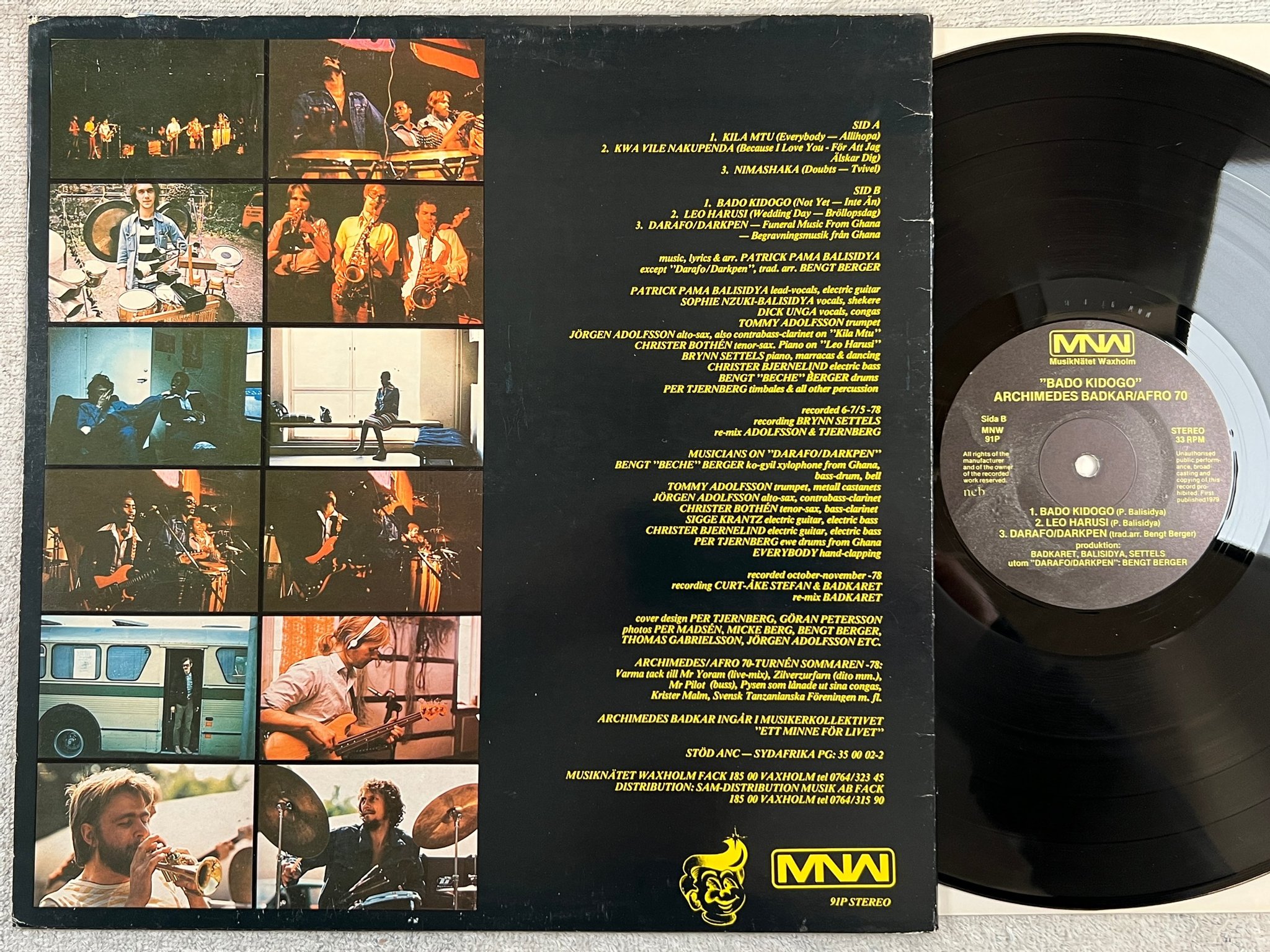 Omslagsbild för skivan ARCHIMEDS BADKAR & AFRO 70 bado kidogo LP -79 Swe MNW 91P afro funk / progg