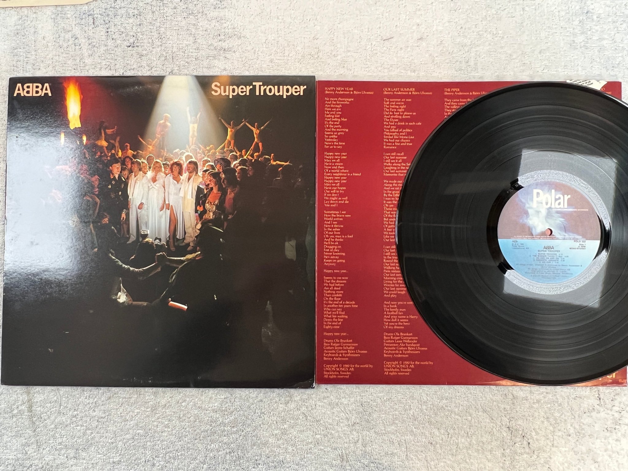 Omslagsbild för skivan ABBA super trouper LP -80 Swe POLAR POLS 322