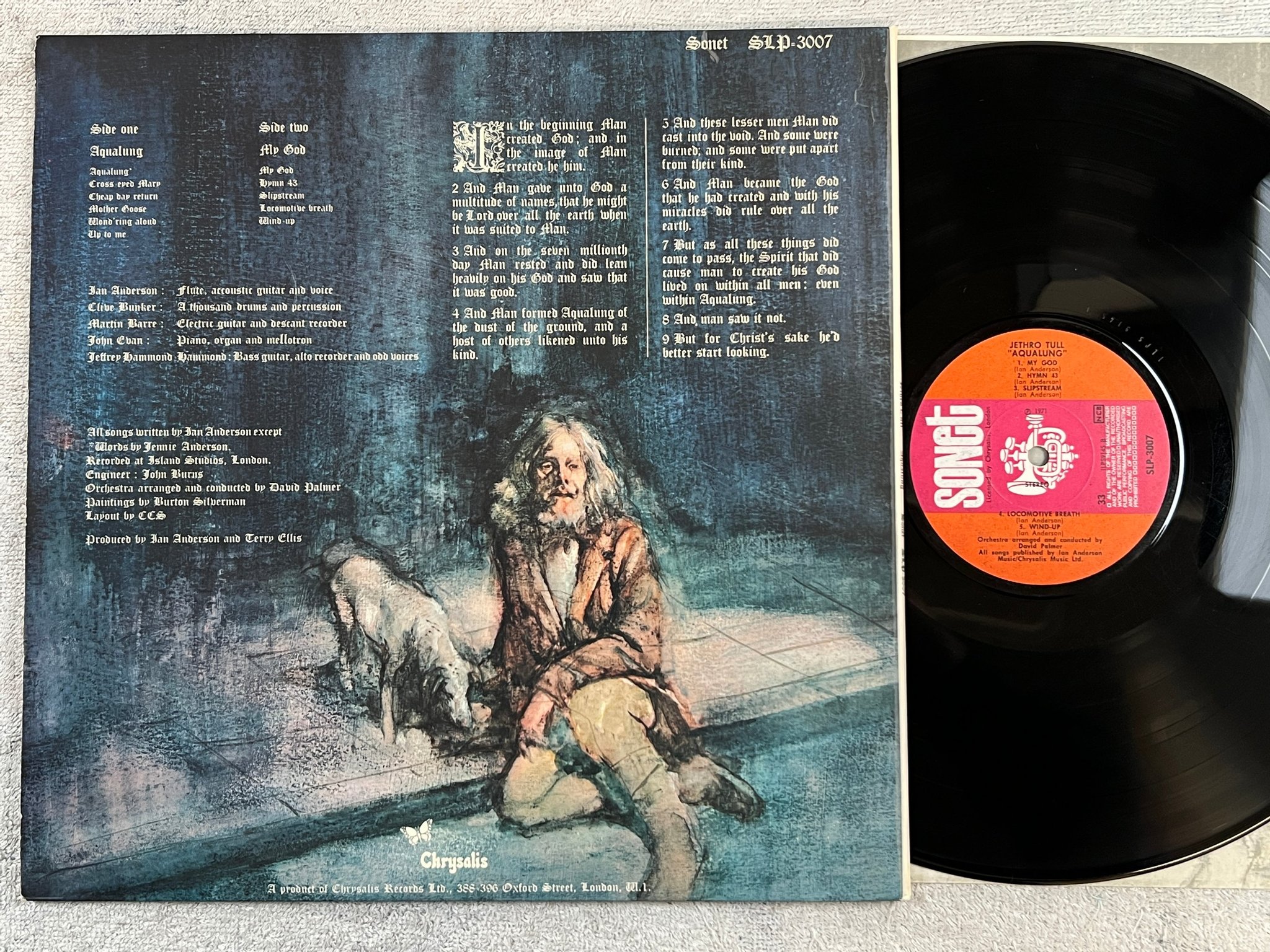 Omslagsbild för skivan JETHRO TULL aqualung LP -71 SONET SLP-3007