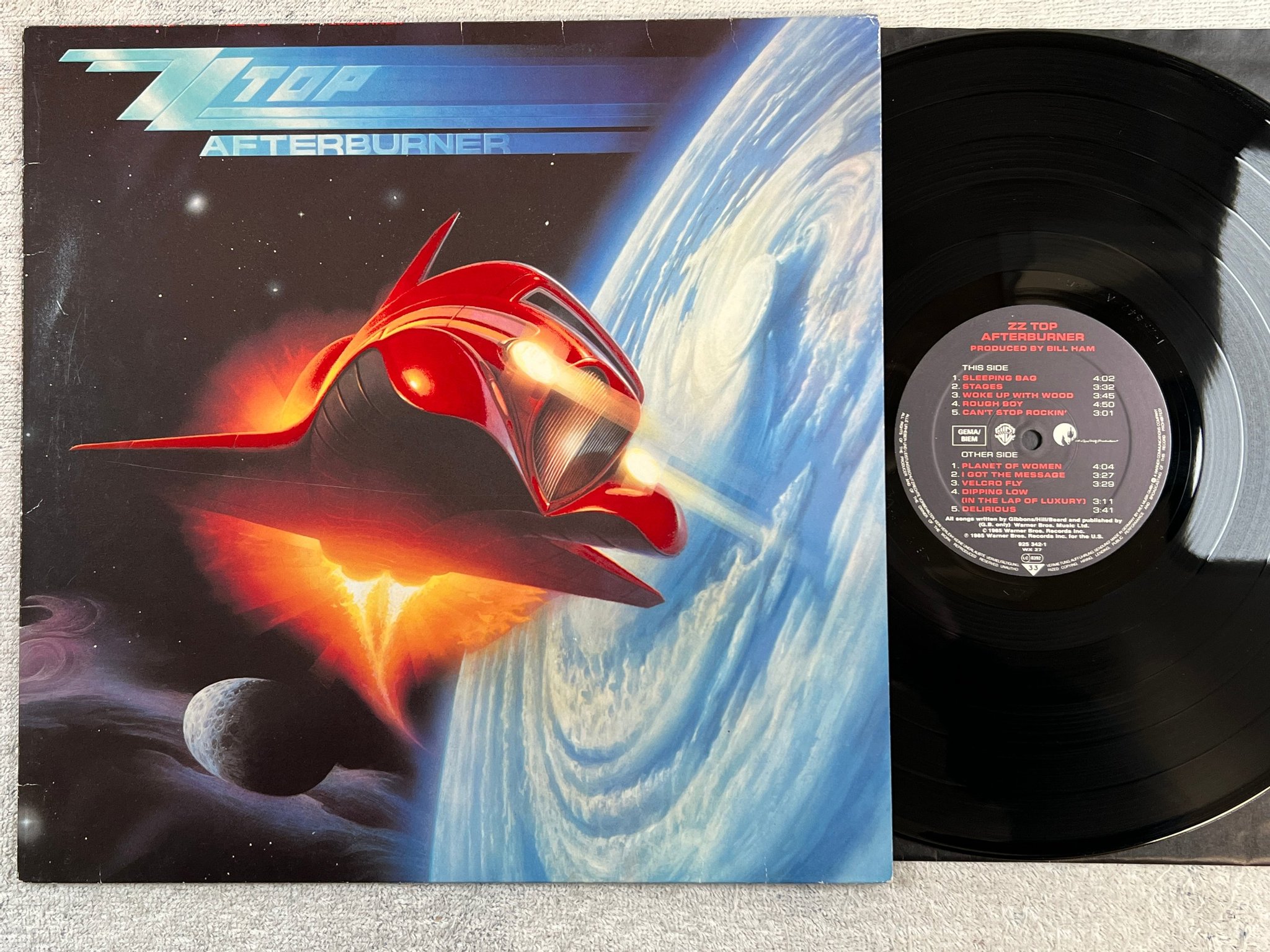 Omslagsbild för skivan ZZ TOP afterburner LP -85 Ger WARNER BROS 925 342-1