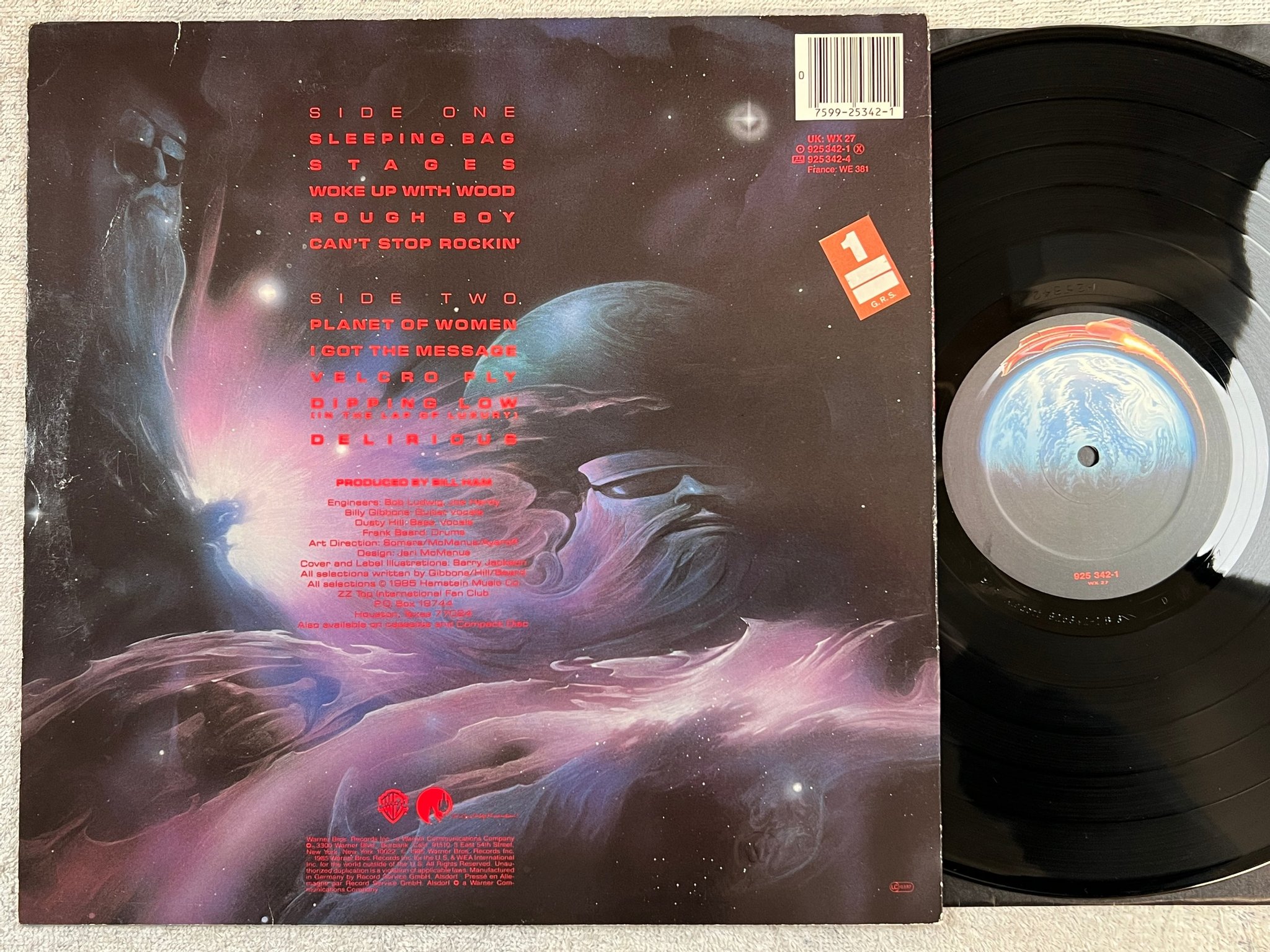 Omslagsbild för skivan ZZ TOP afterburner LP -85 Ger WARNER BROS 925 342-1