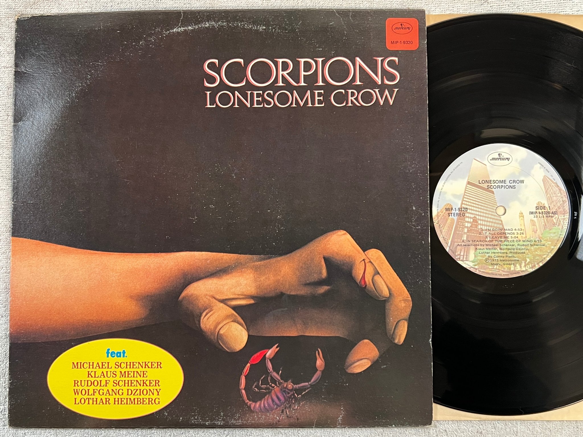 Omslagsbild för skivan SCORPIONS lonesome crow LP -72 Can MERCURY MIP 1-9320