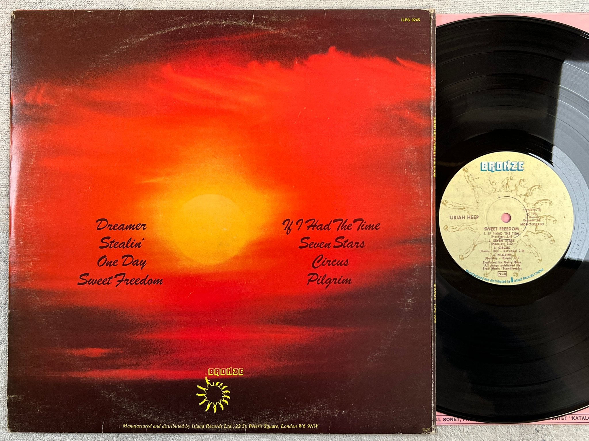 Omslagsbild för skivan URIAH HEEP sweet freedom LP -73 ncb BRONZE ILPS 9245