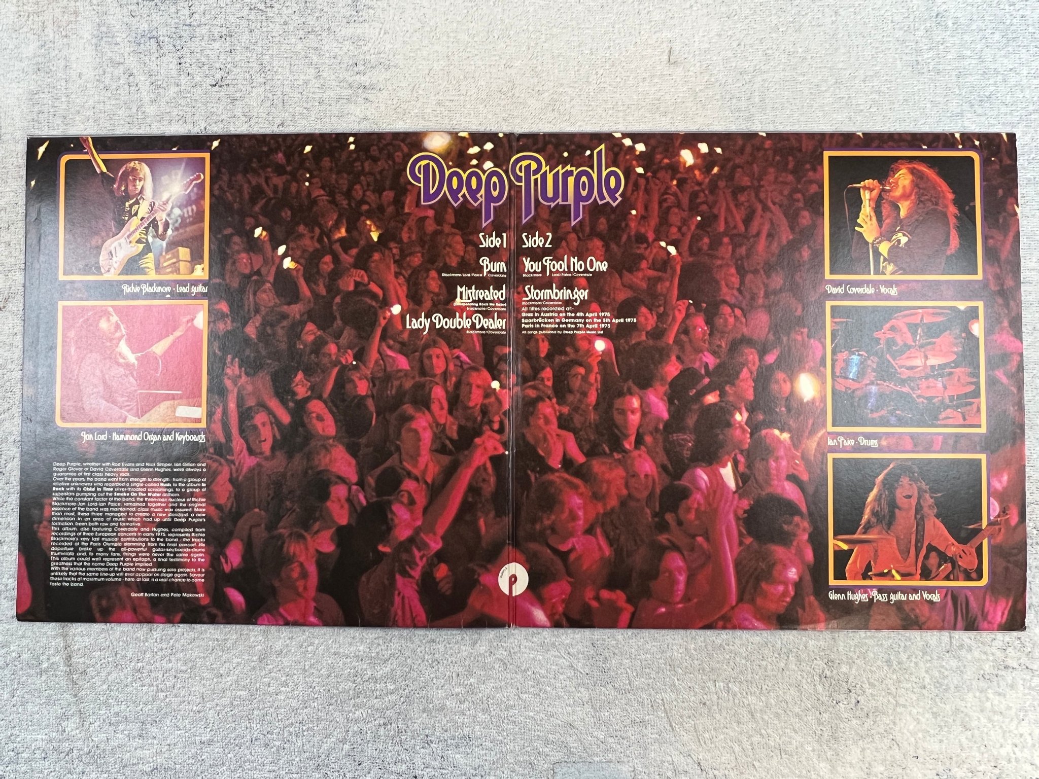 Omslagsbild för skivan DEEP PURPLE made in Europe LP -76 UK PURPLE TPSA 7517