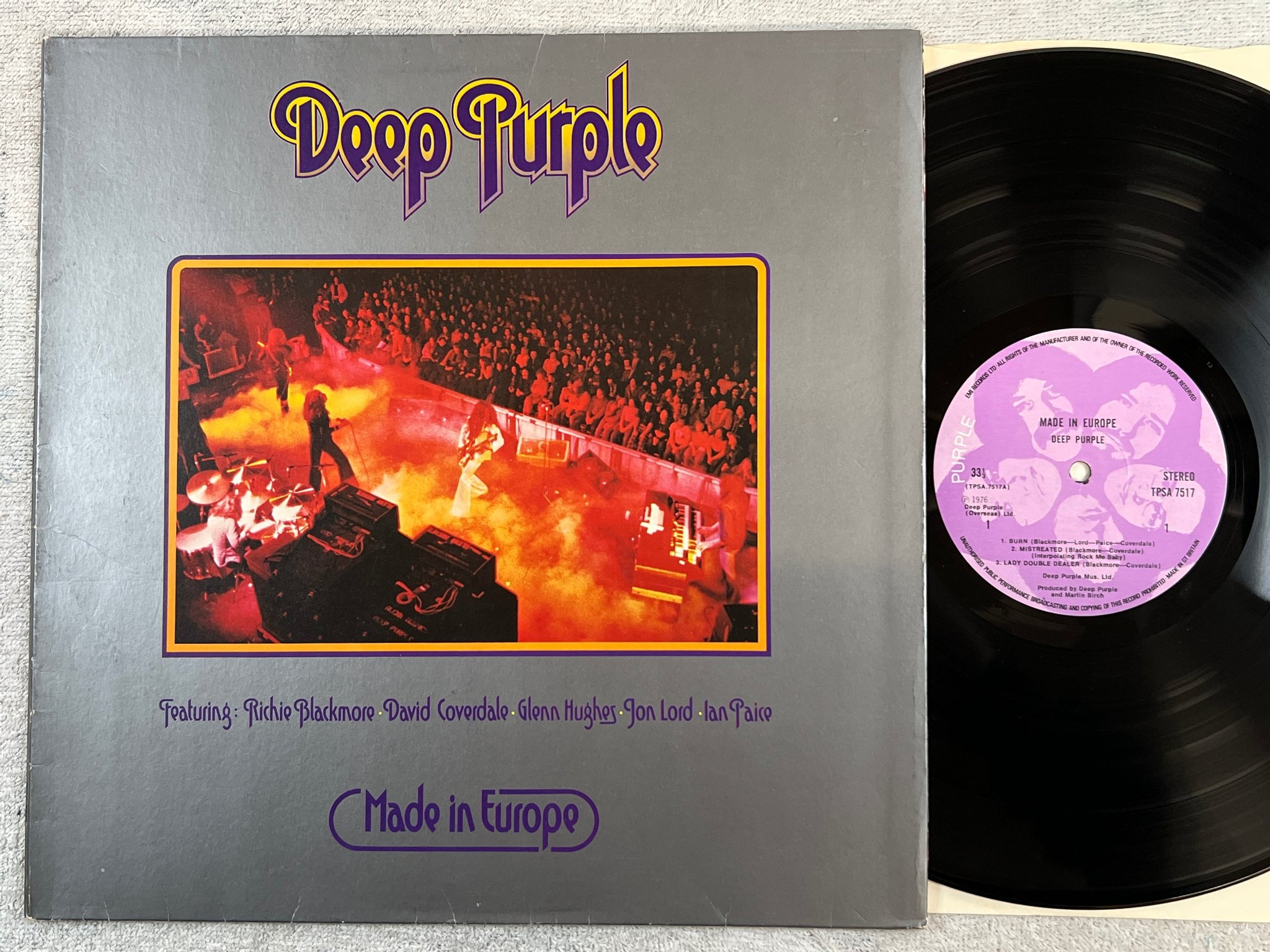 Omslagsbild för skivan DEEP PURPLE made in Europe LP -76 UK PURPLE TPSA 7517