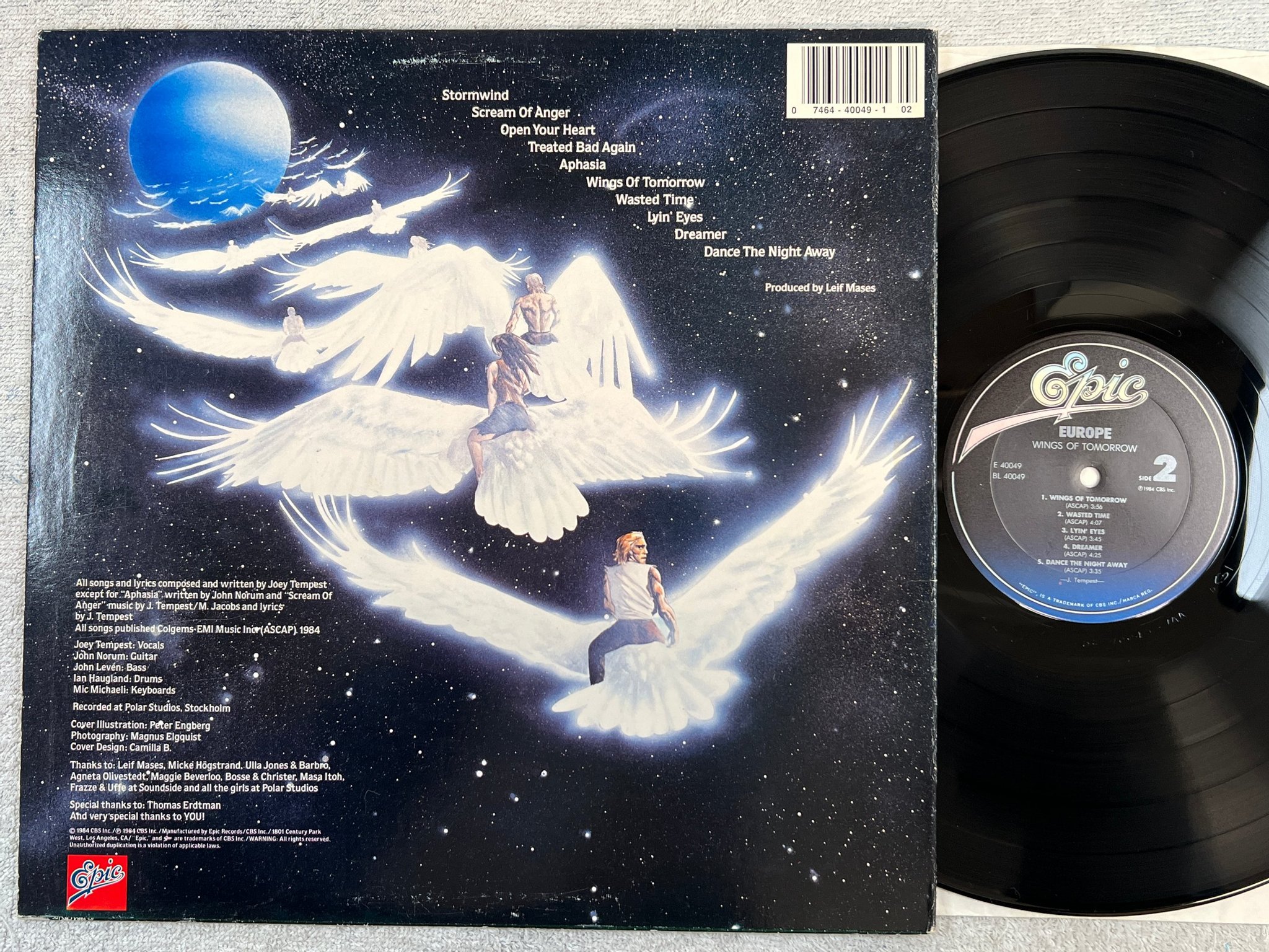 Omslagsbild för skivan EUROPE wings of tomorrow LP -84 US EPIC BL 40049 