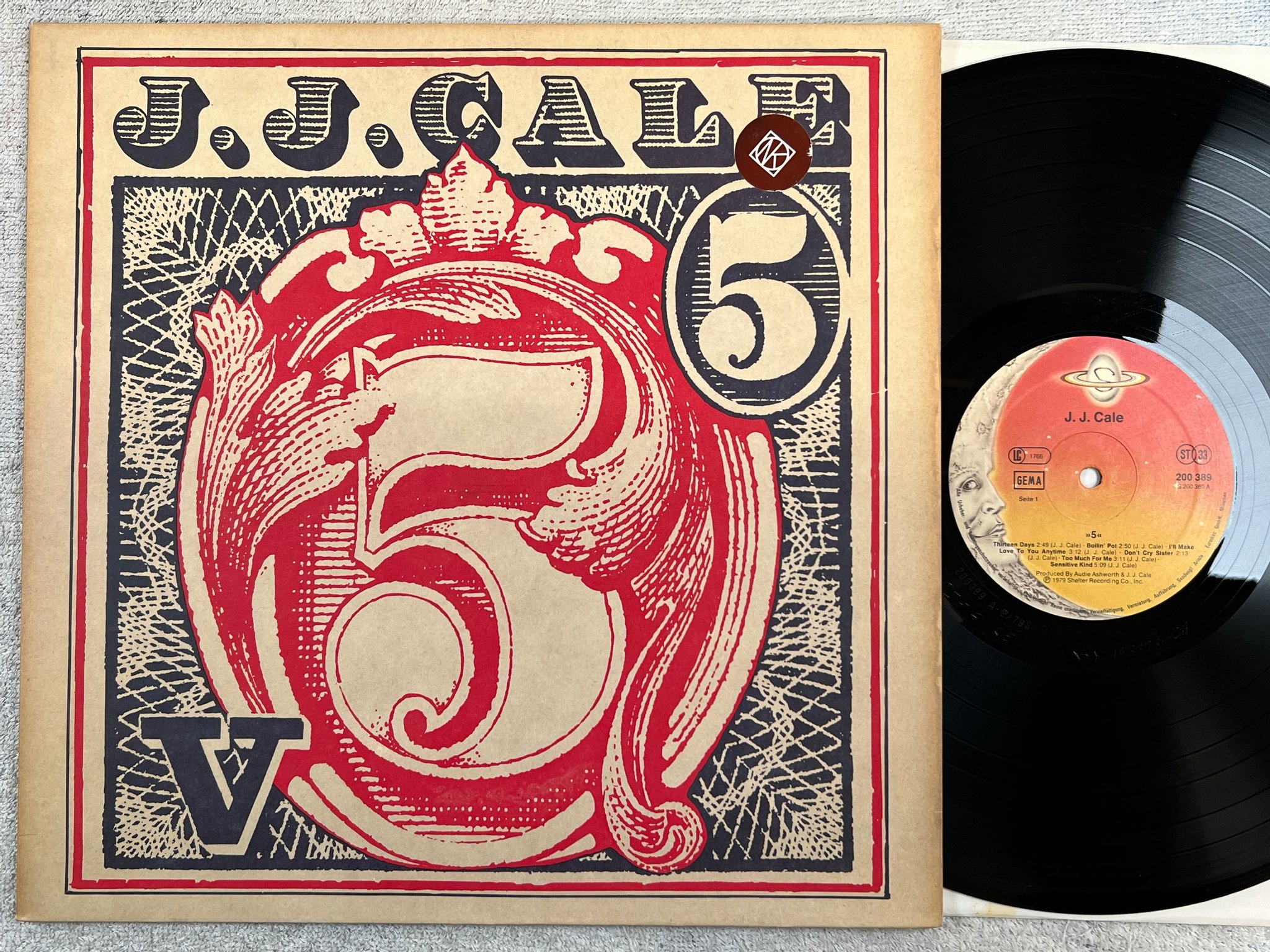 Omslagsbild för skivan J.J. CALE 5 LP -79 Ger SHELTER 200389