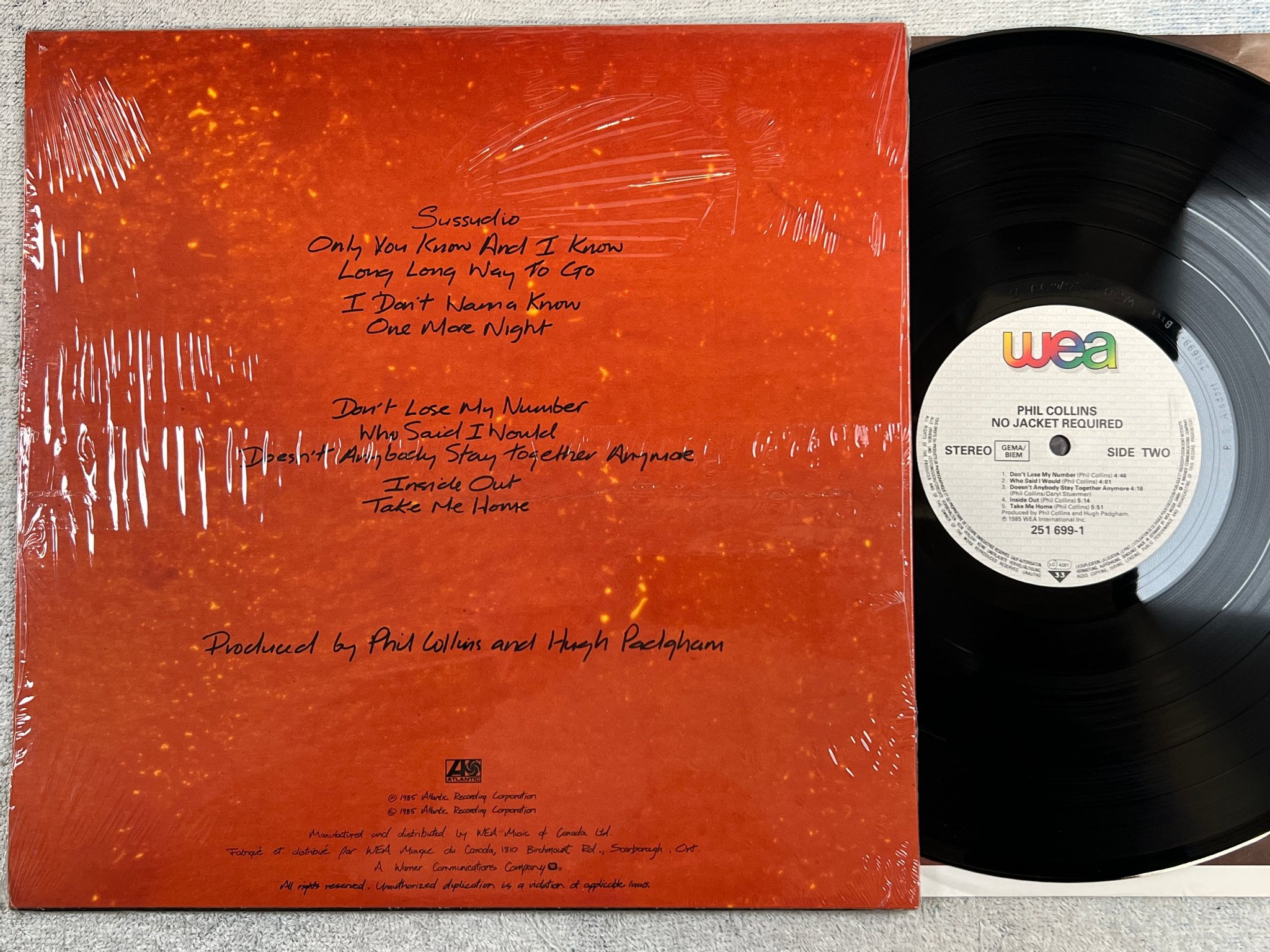 Omslagsbild för skivan PHIL COLLINS no jacket required LP -85 Ger/can ATLANTIC 251 699-1 / 78 12401