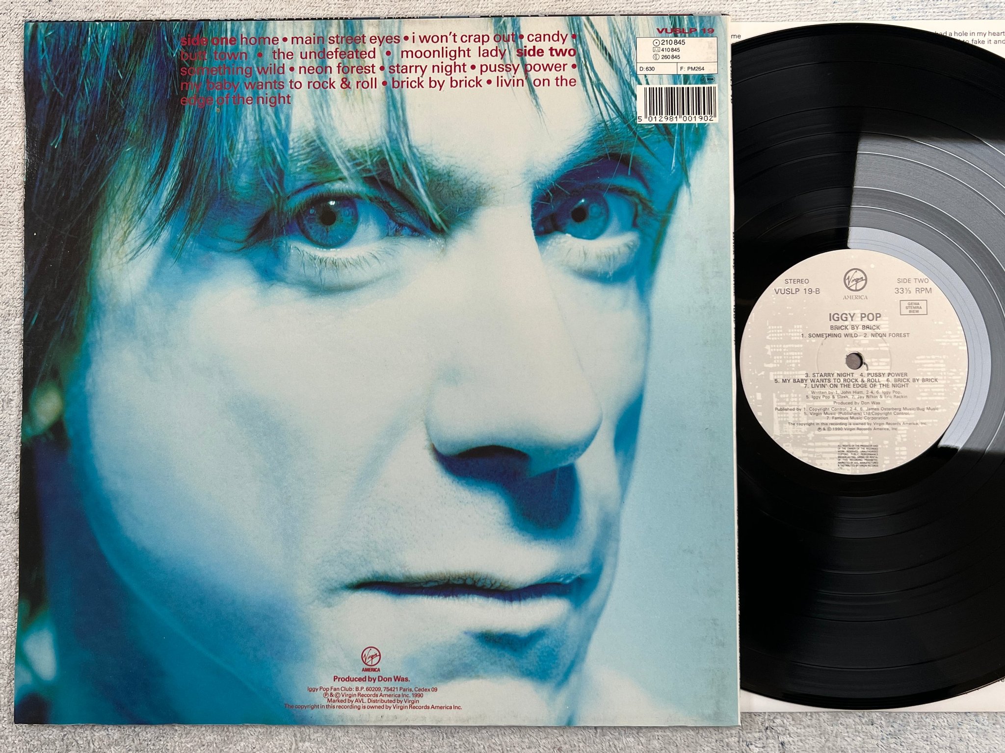 Omslagsbild för skivan IGGY POP brick by brick LP -90 VIRGIN VUSLP 19