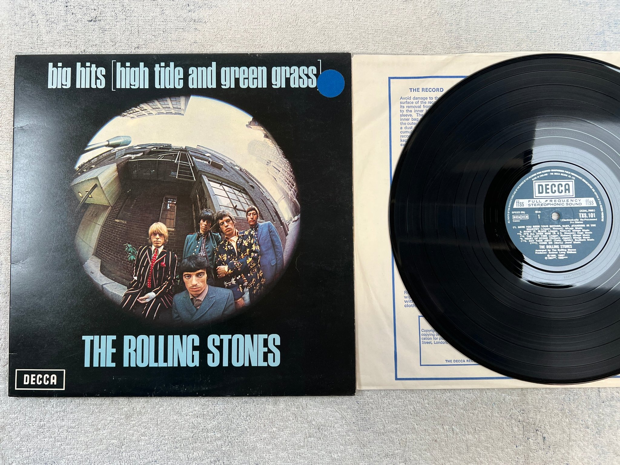 Omslagsbild för skivan ROLLING STONES big hits LP UK DECCA TXS 101 