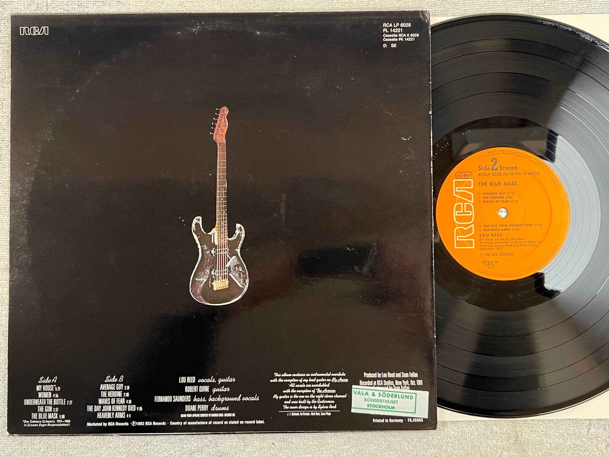 Omslagsbild för skivan LOU REED the blue mask LP -82 Ger RCA RCALP 6028 