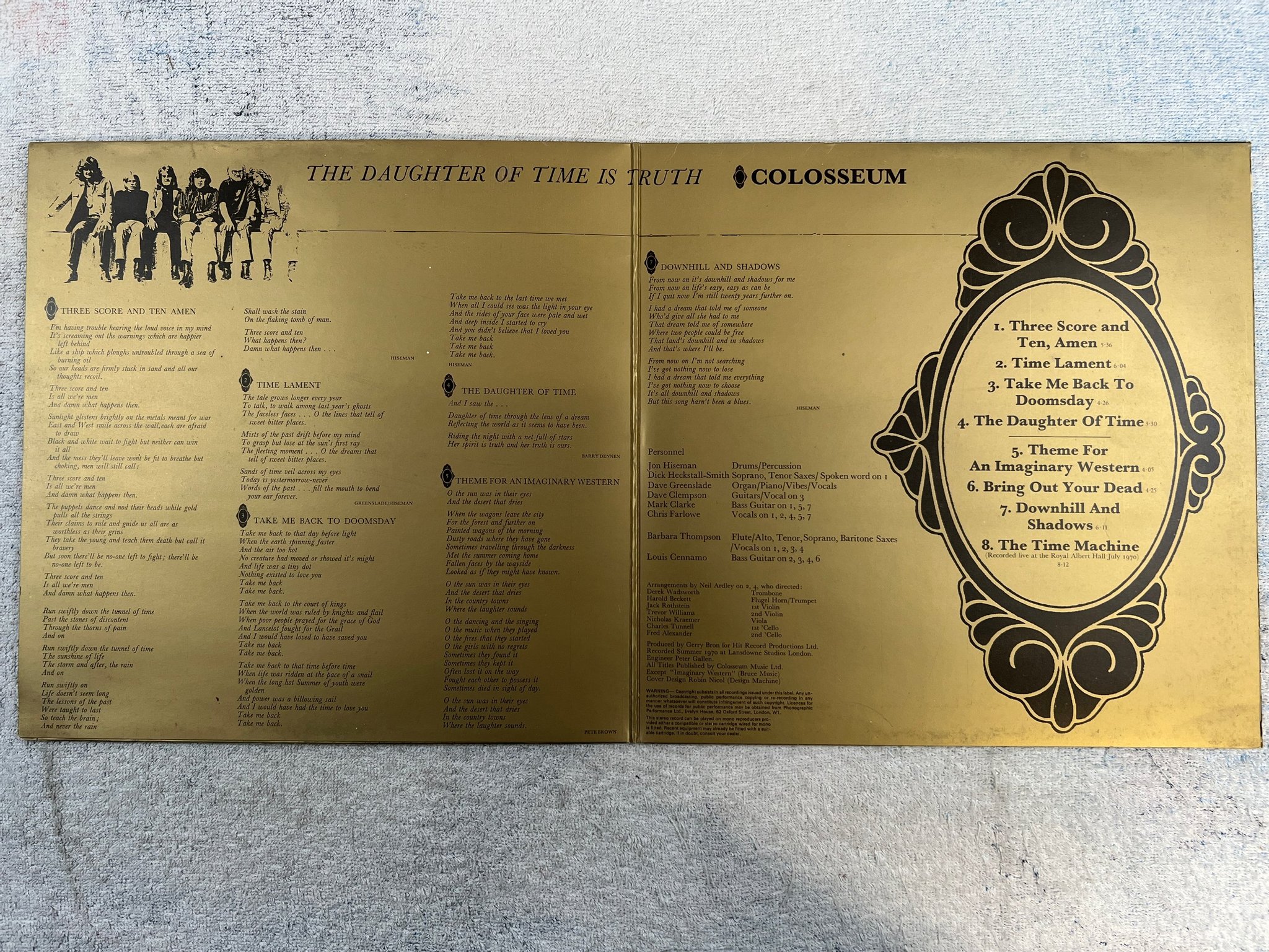 Omslagsbild för skivan COLOSSEUM daughter of time LP -70 UK VERTIGO 6360017 rare prog rock