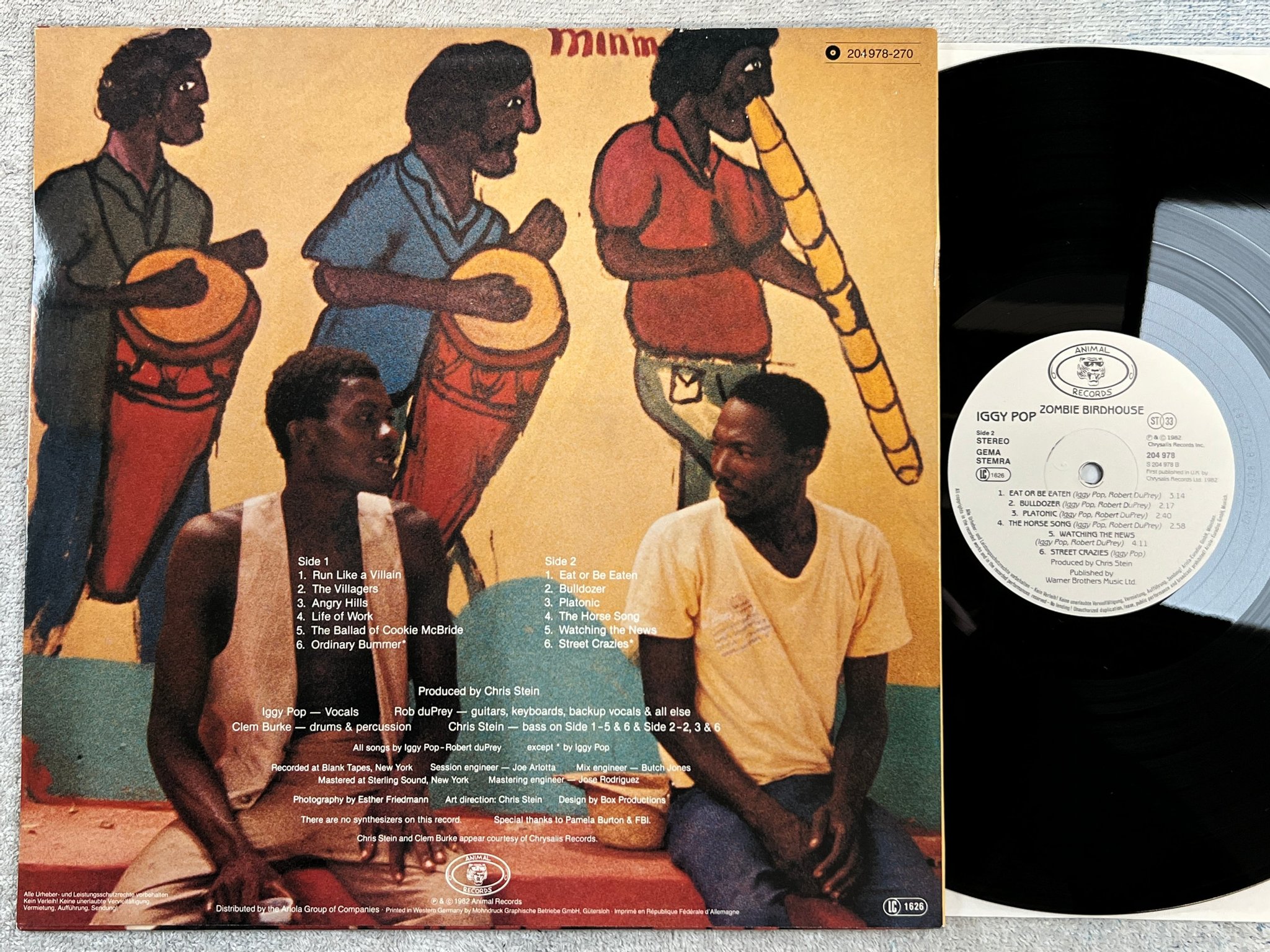 Omslagsbild för skivan IGGY POP zombie birdhouse LP -82 Ger ANIMAL 204 978