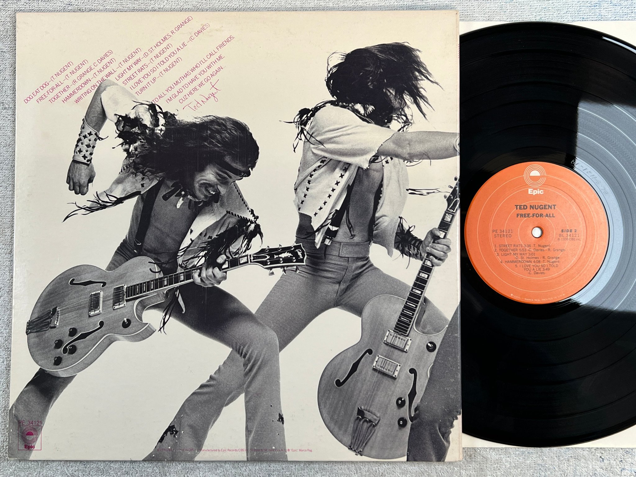Omslagsbild för skivan TED NUGENT free-for-all LP -76 US EPIC PE 34121