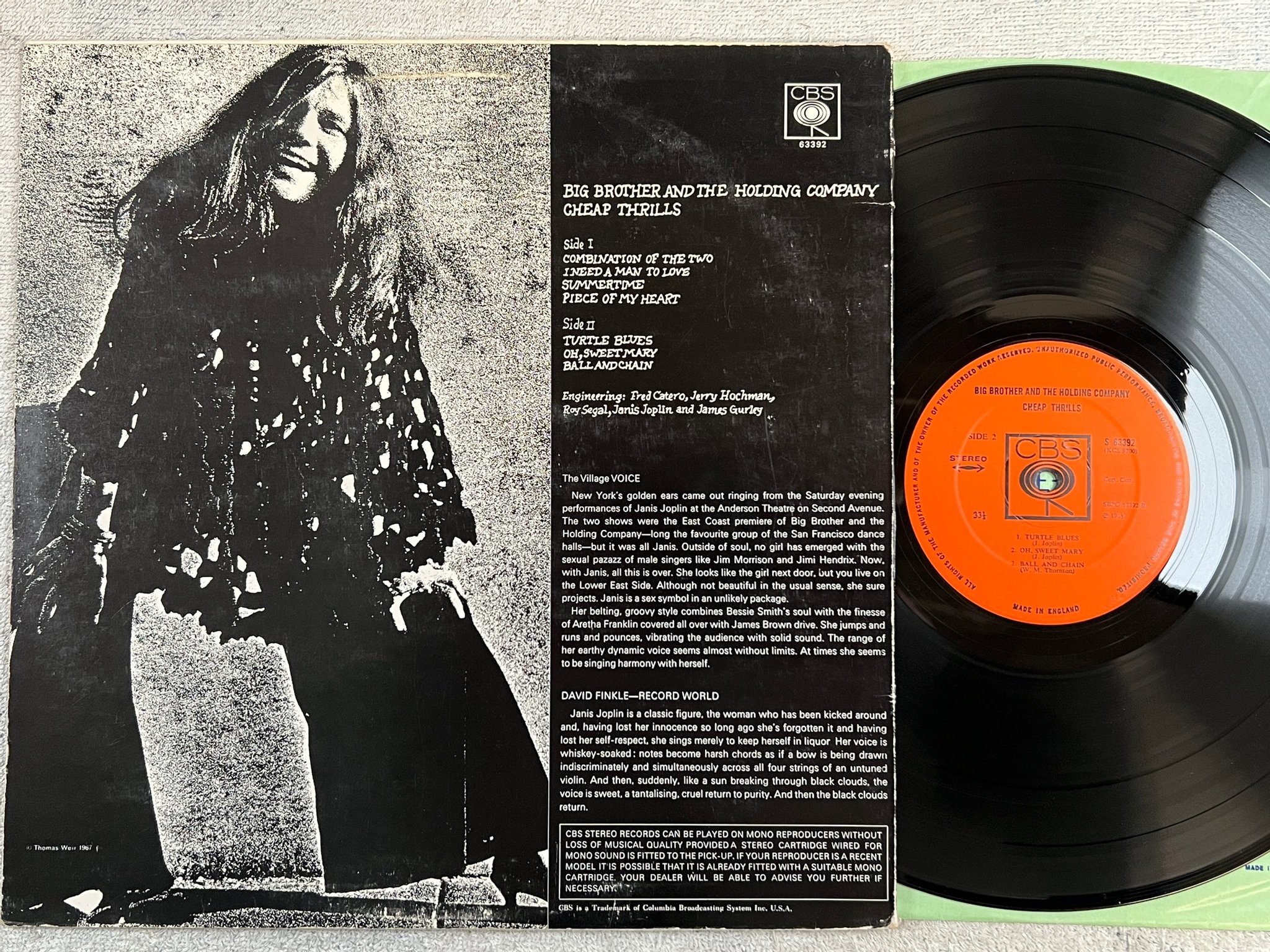 Omslagsbild för skivan BIG BROTHER & THE HOLDING COMPANY cheap thrills LP -68 UK CBS S 63392