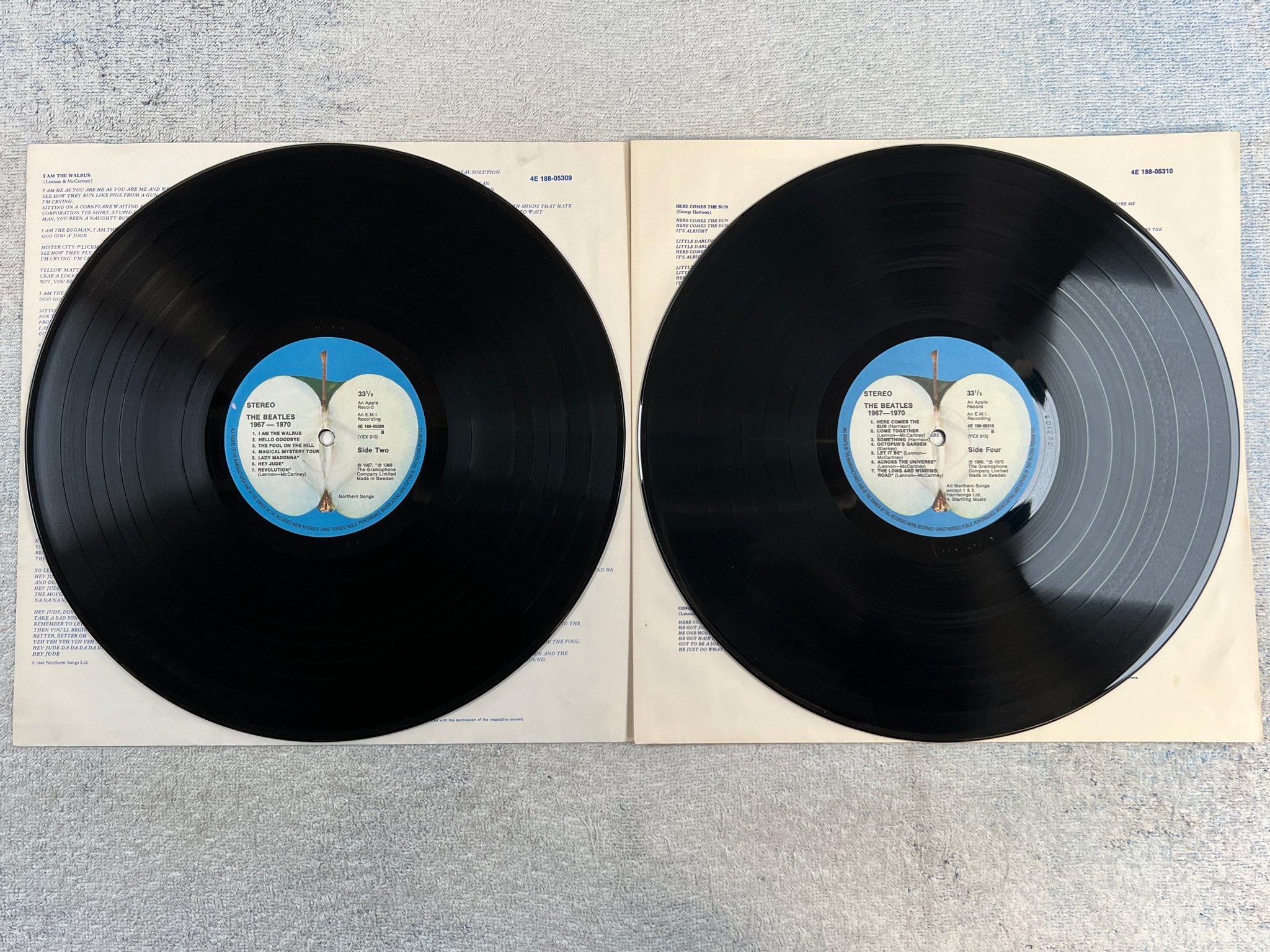 Omslagsbild för skivan THE BEATLES 1967-1970 2xLP Swe APPLE 4E 188-05310