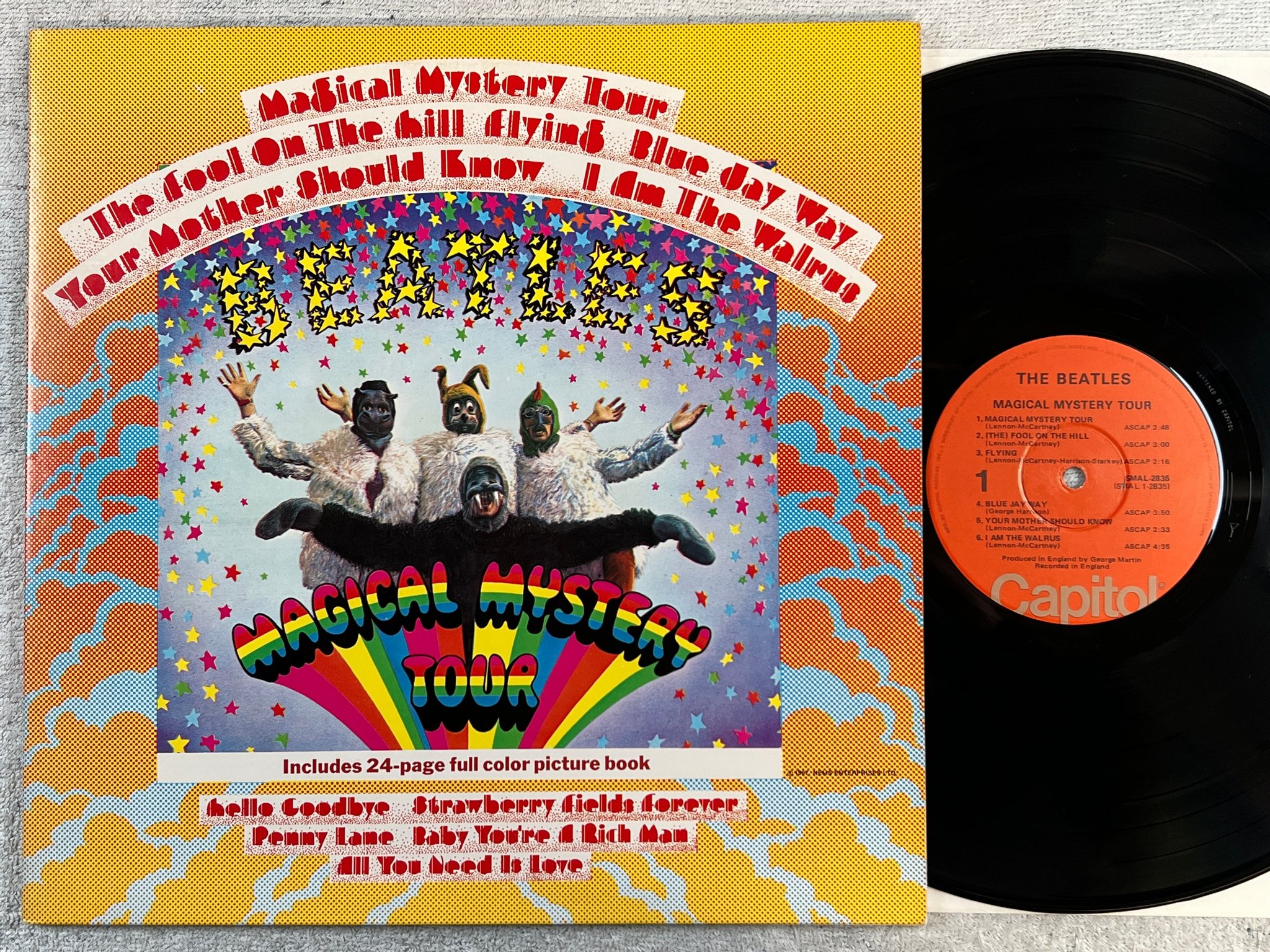 Omslagsbild för skivan THE BEATLES magical mystery tour LP re US CAPITOL SMAL-2835