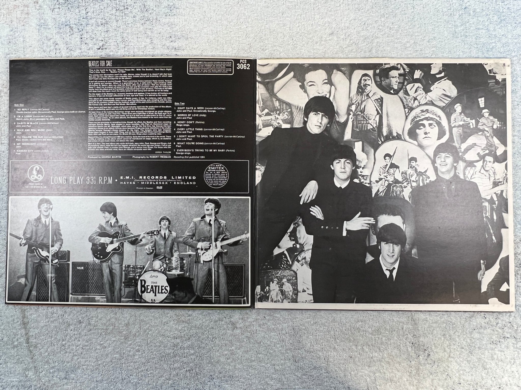 Omslagsbild för skivan THE BEATLES for sale LP re Swe PARLOPHONE / EMI PCS 3062