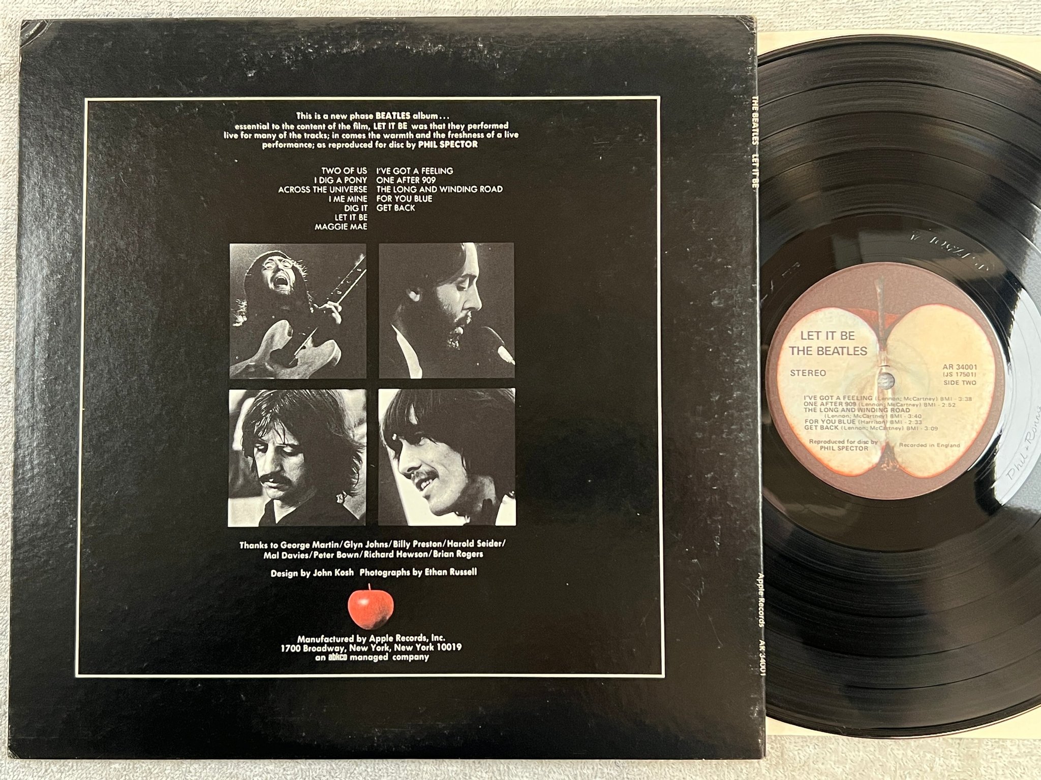 Omslagsbild för skivan THE BEATLES let it be LP US APPLE AR 34001