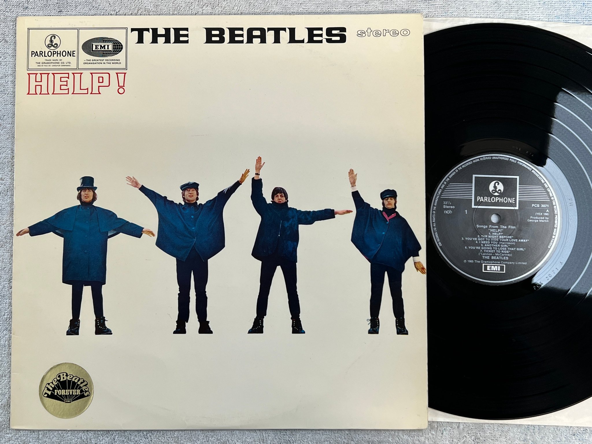 Omslagsbild för skivan THE BEATLES help LP re Swe PARLOPHONE / EMI PCS 3071