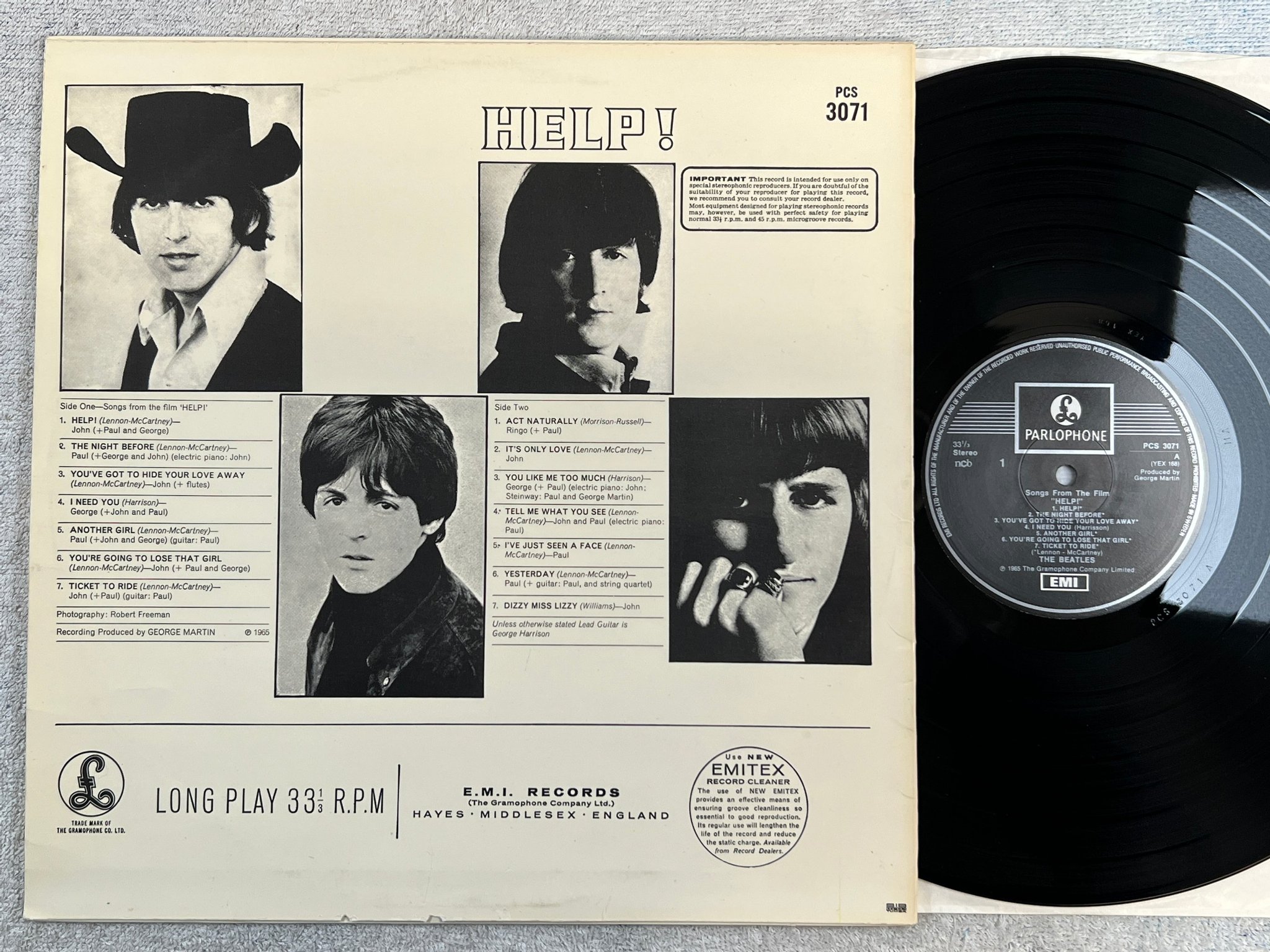 Omslagsbild för skivan THE BEATLES help LP re Swe PARLOPHONE / EMI PCS 3071