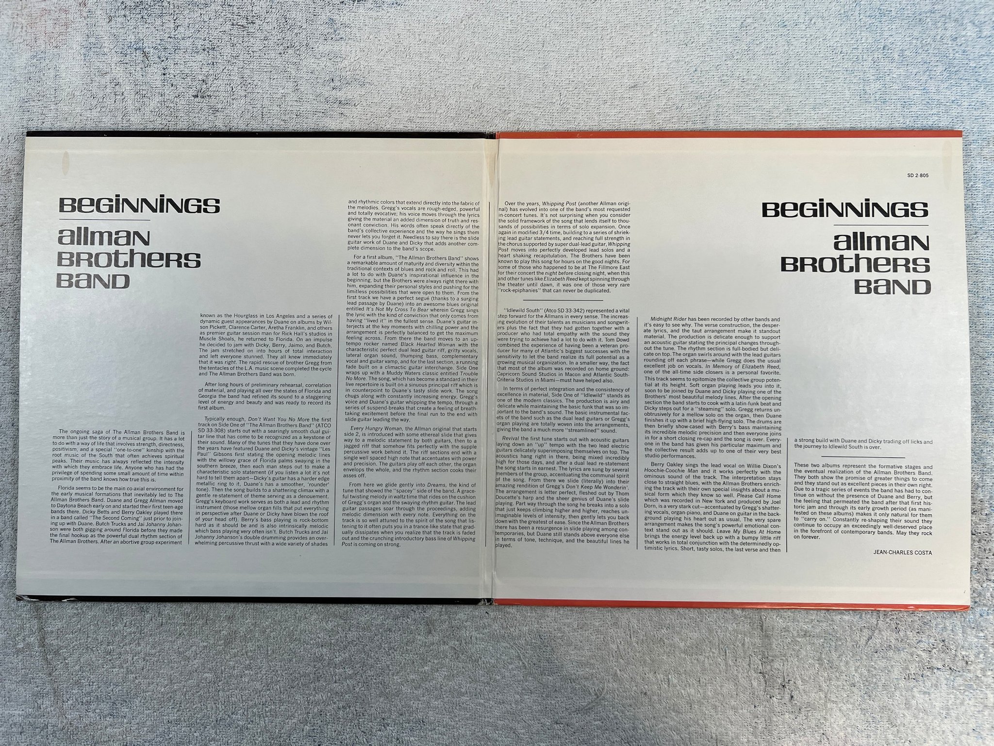 Omslagsbild för skivan ALLMAN BROTHERS BAND beginnings LP US ATCO SD 2-805