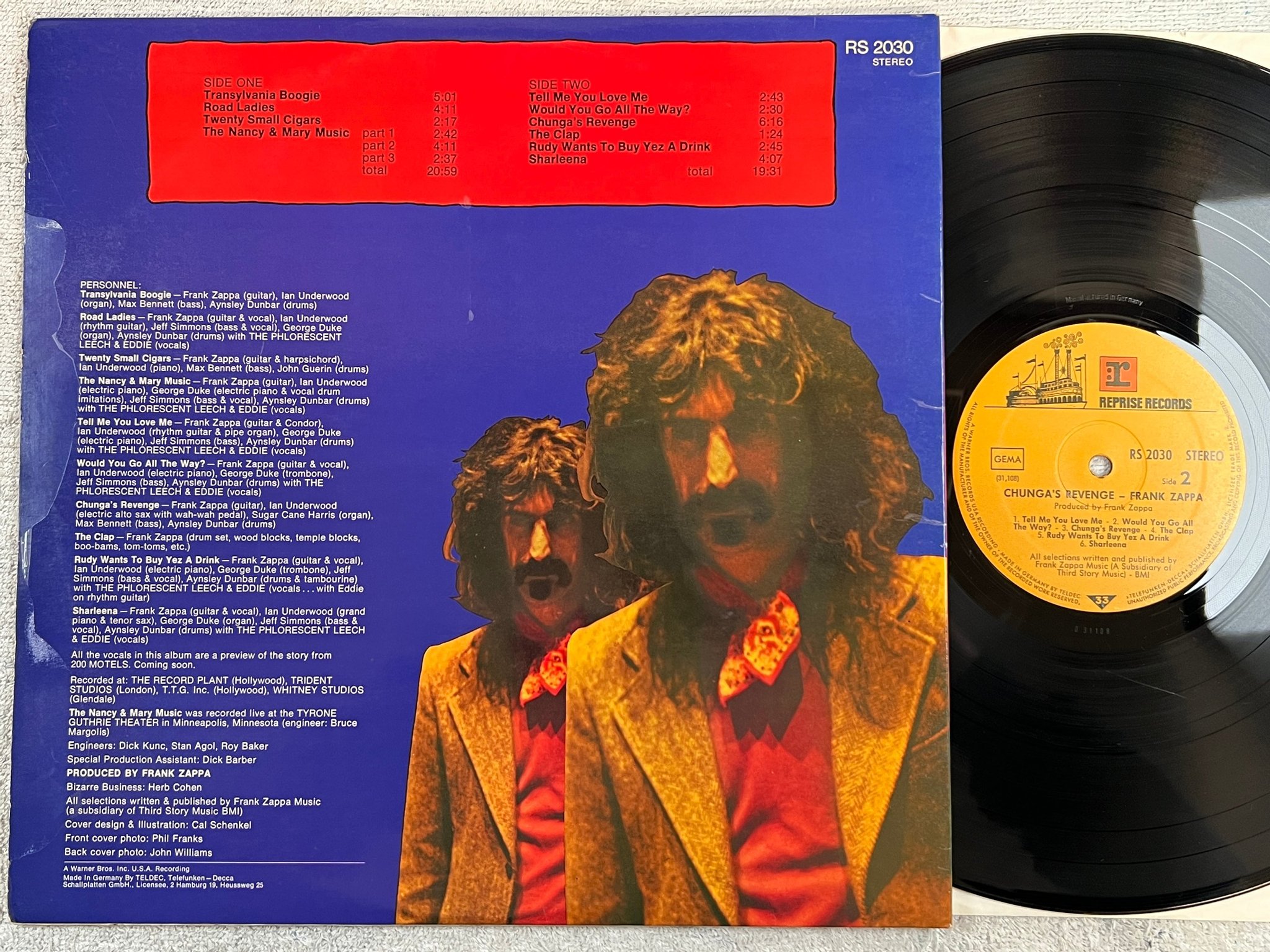 Omslagsbild för skivan FRANK ZAPPA chunga's revenge LP Ger REPRISE RS 2030