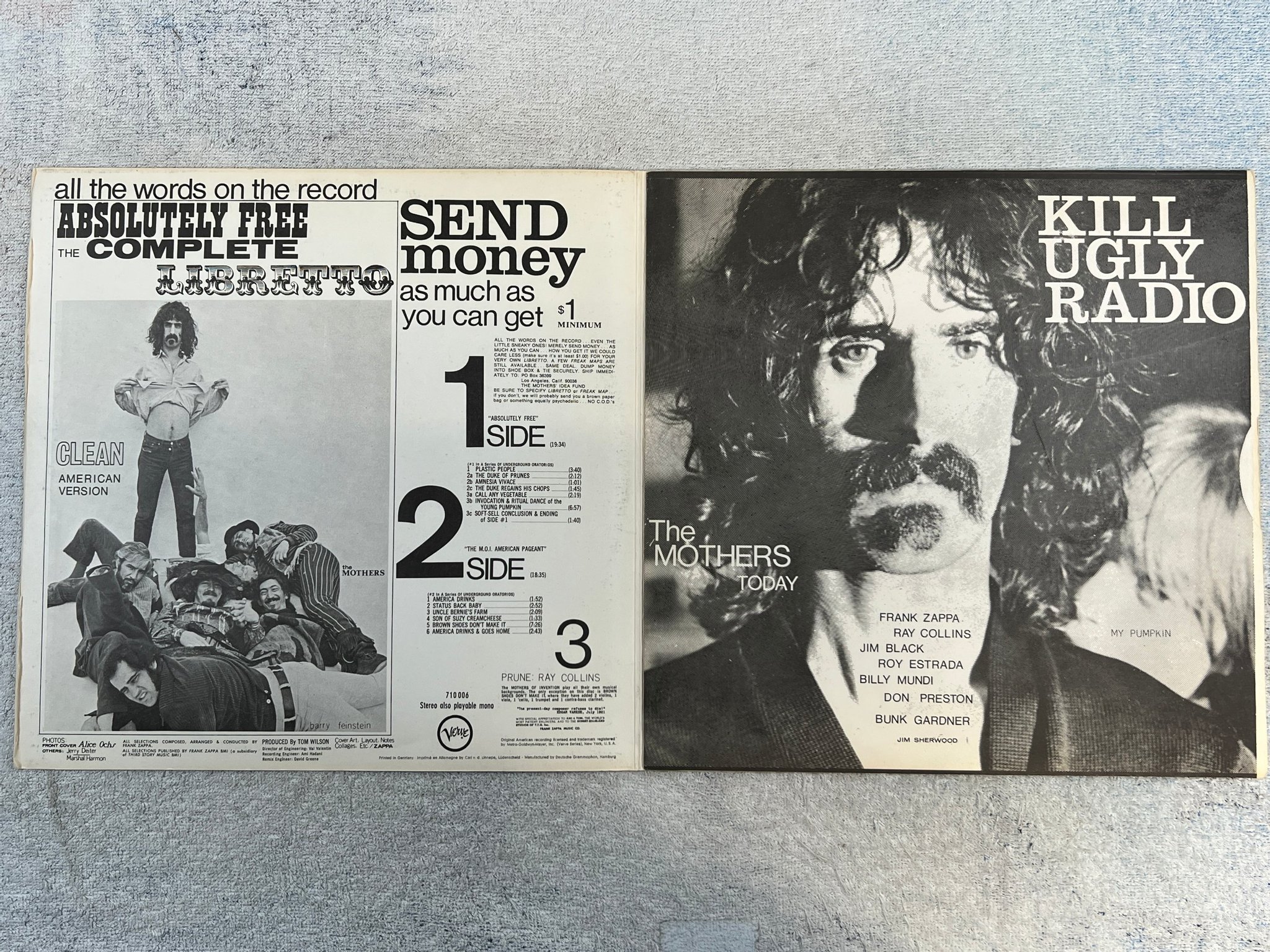 Omslagsbild för skivan THE MOTHERS OF INVENTION absolutely free LP Ger VERVE 710006