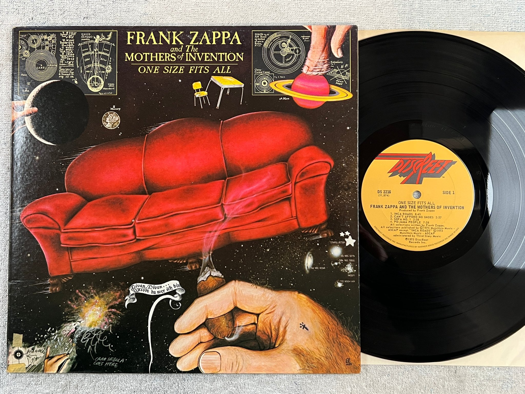 Omslagsbild för skivan FRANK ZAPPA one size fits all LP -75 US REPRISE DS 2216
