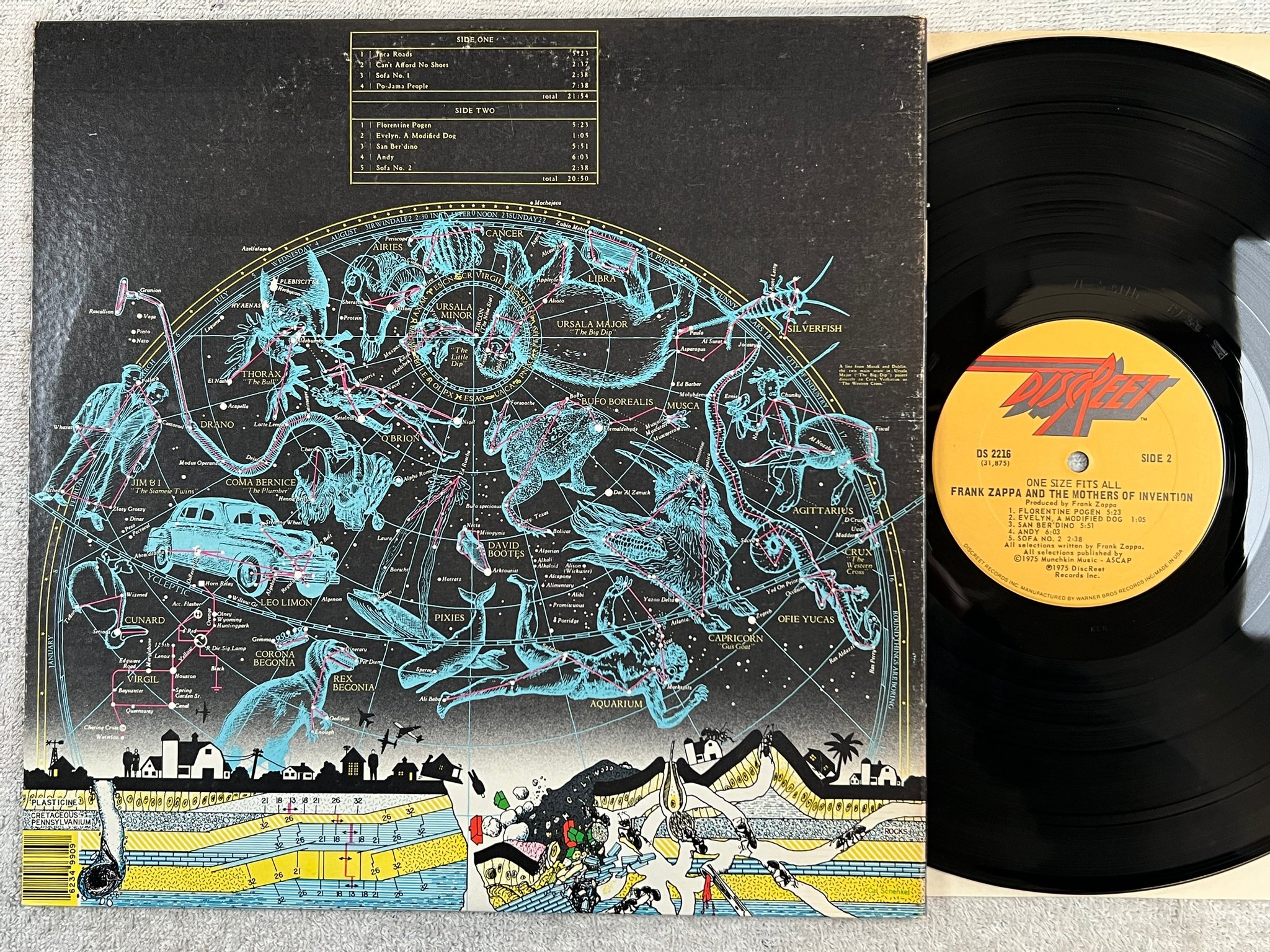 Omslagsbild för skivan FRANK ZAPPA one size fits all LP -75 US REPRISE DS 2216