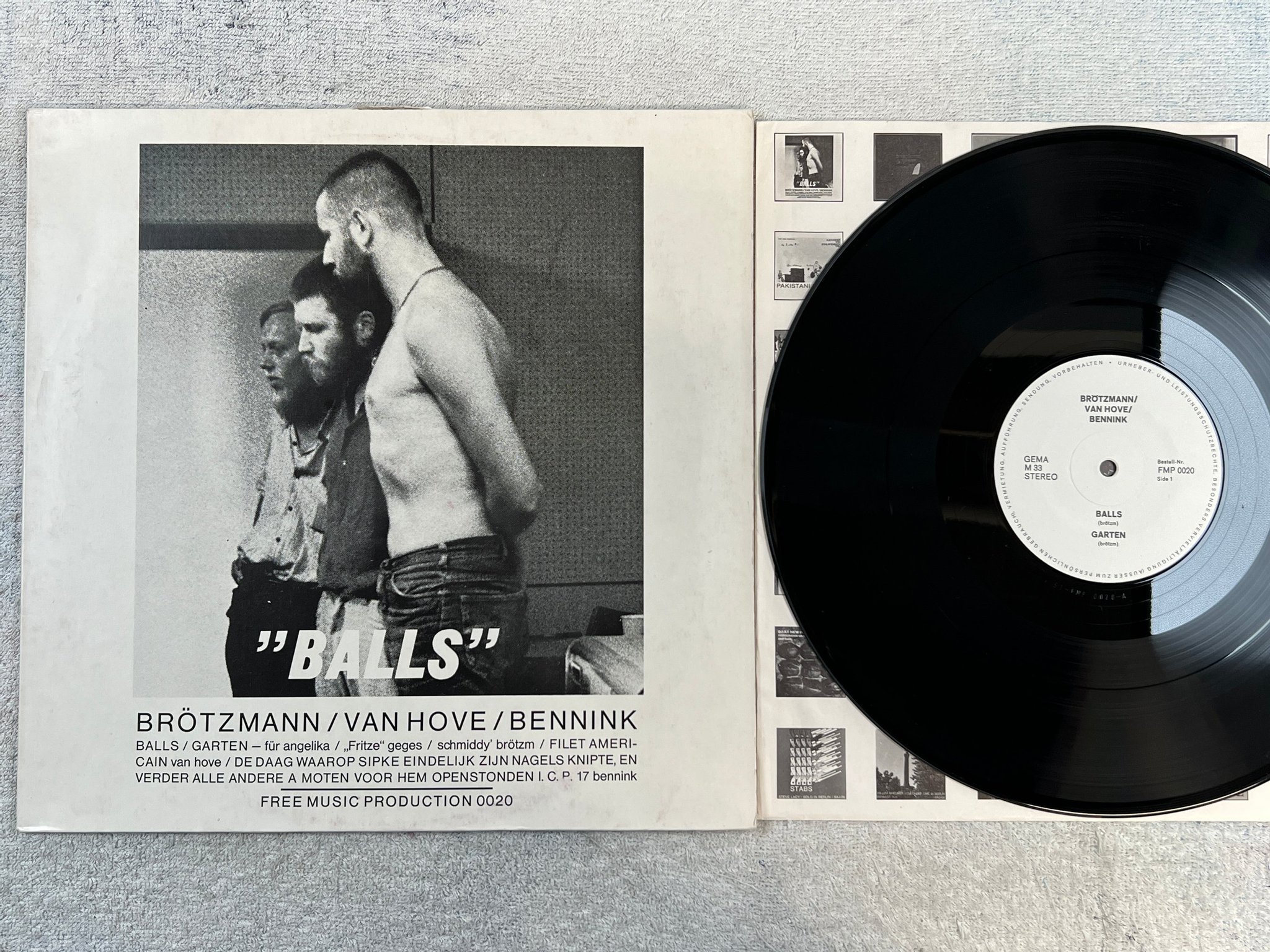 Omslagsbild för skivan BRÖTZMANN / VAN HOVE / BENNINK balls LP -70 Ger FMP 0020 free jazz 