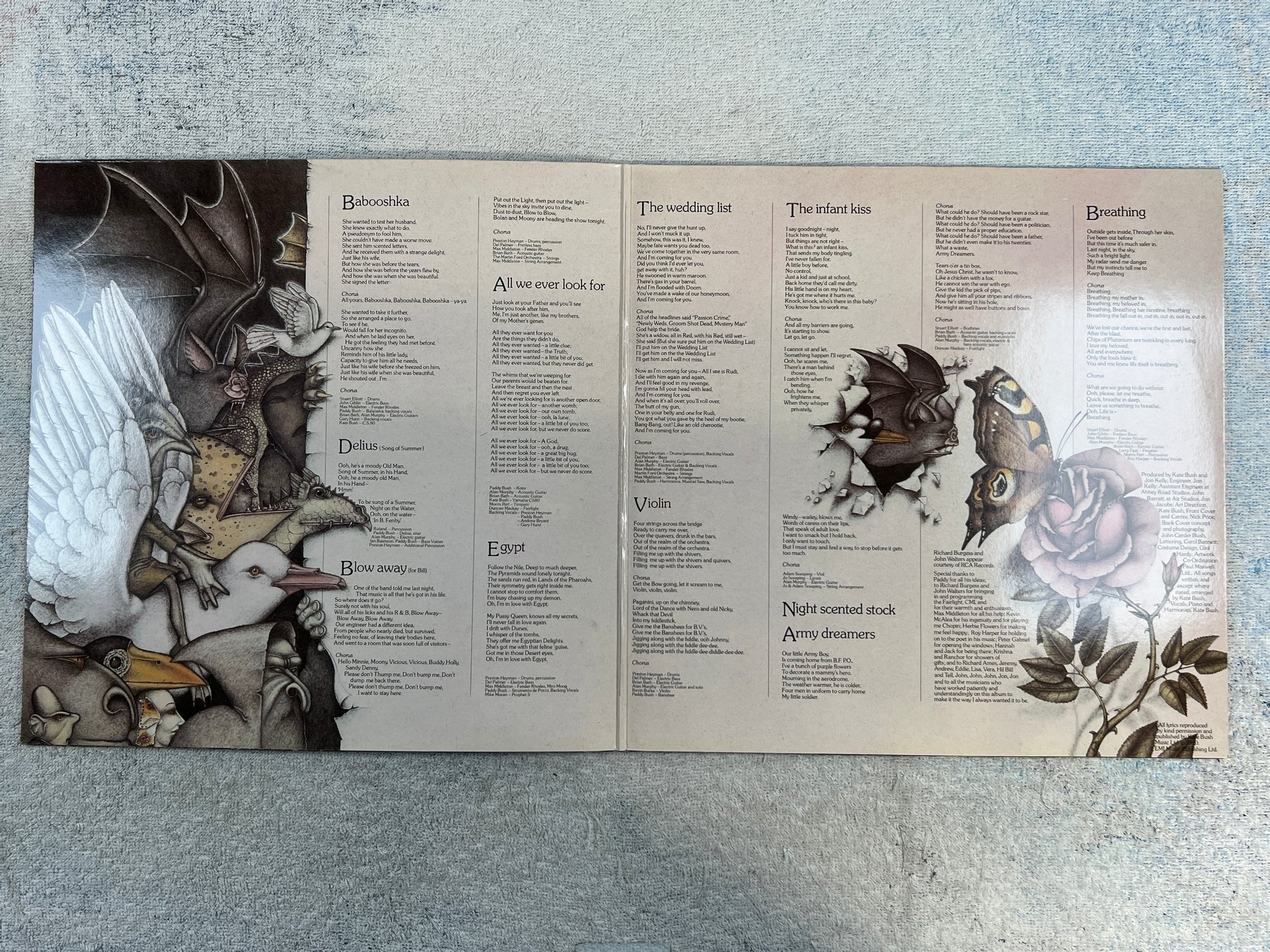 Omslagsbild för skivan KATE BUSH never for ever LP -80 Ger EMI 1C 064-07339 "army dreamers"