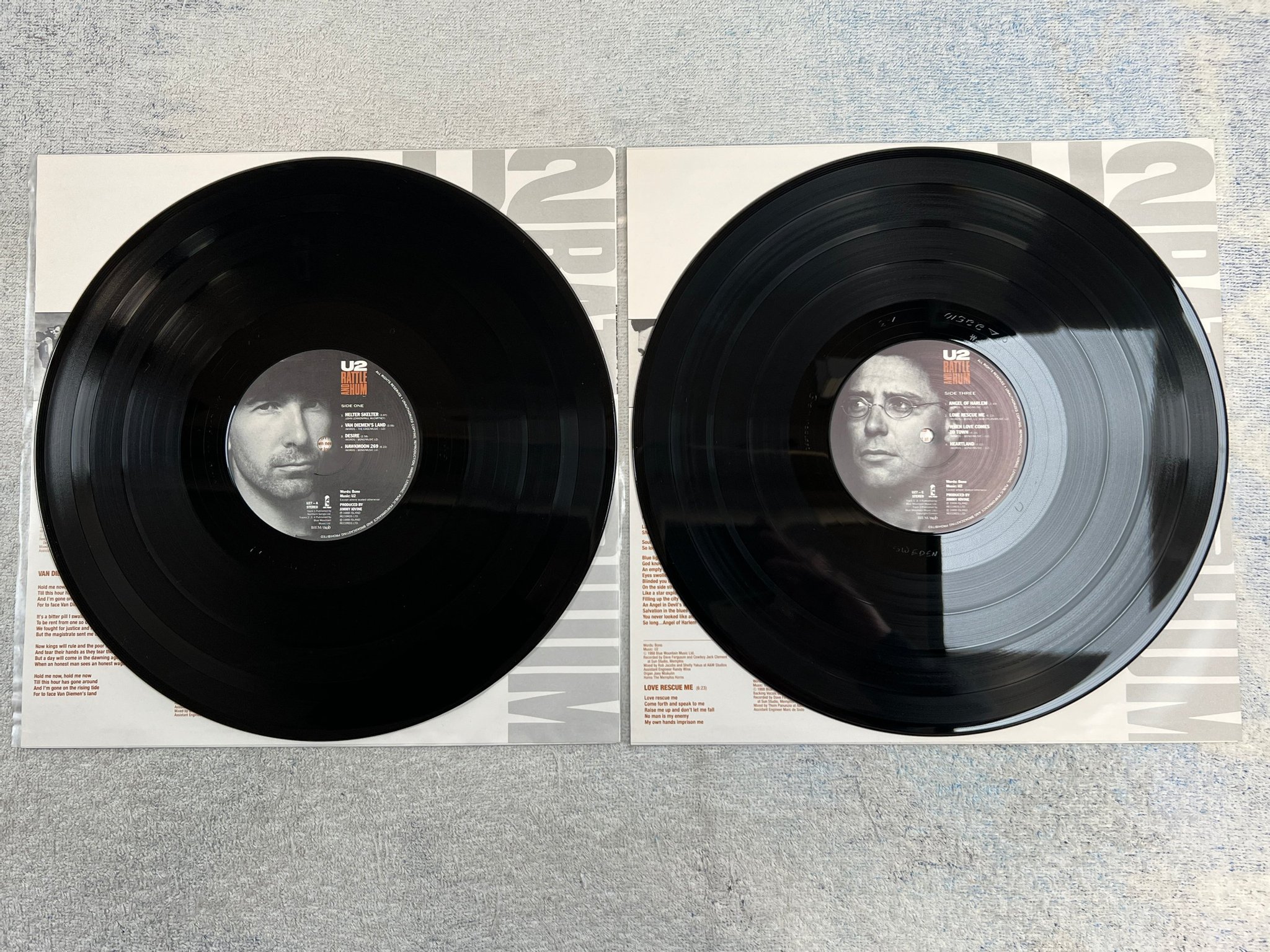 Omslagsbild för skivan U2 rattle and hum 2xLP -88 ncb ISLAND U27