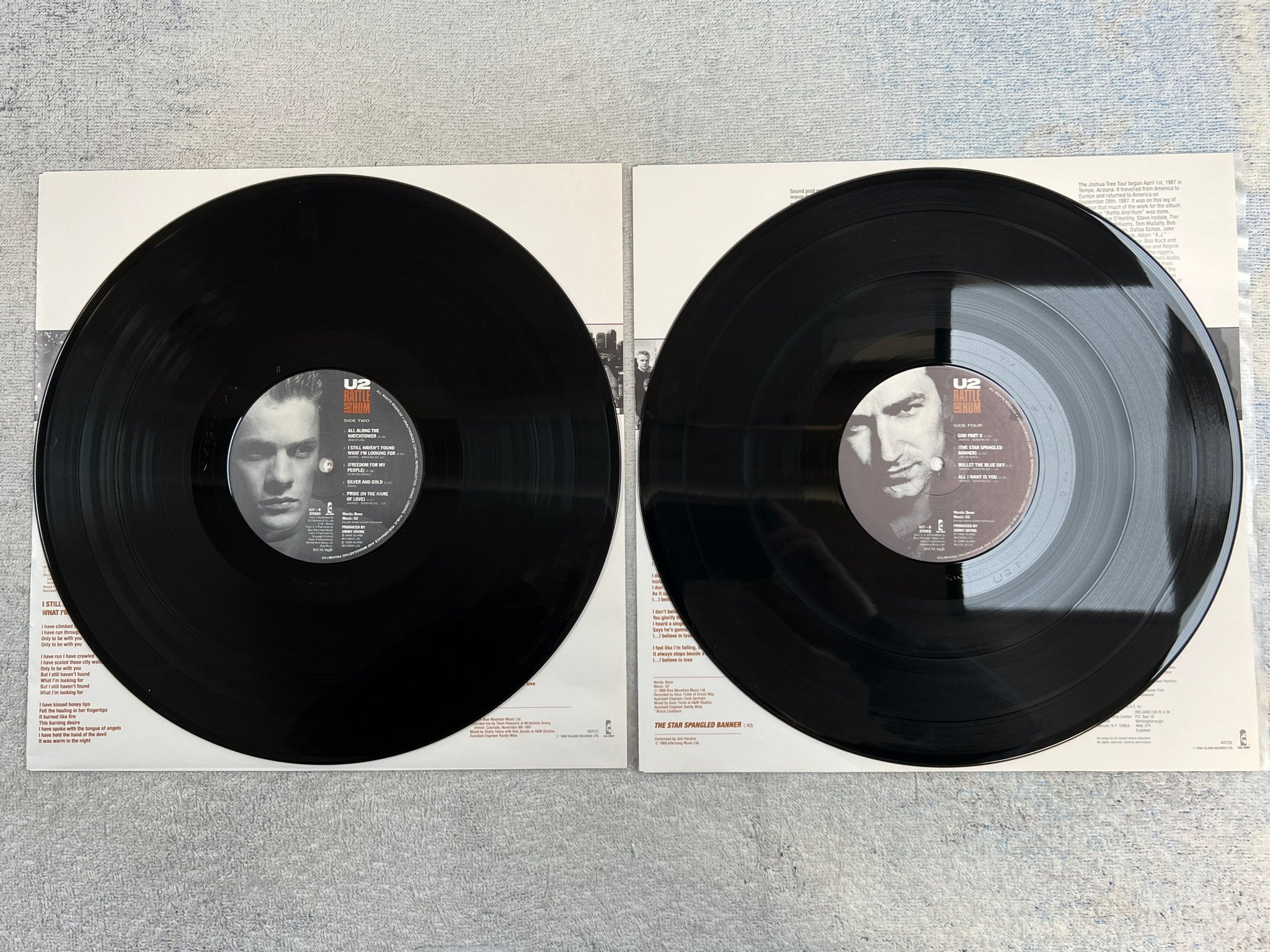 Omslagsbild för skivan U2 rattle and hum 2xLP -88 ncb ISLAND U27