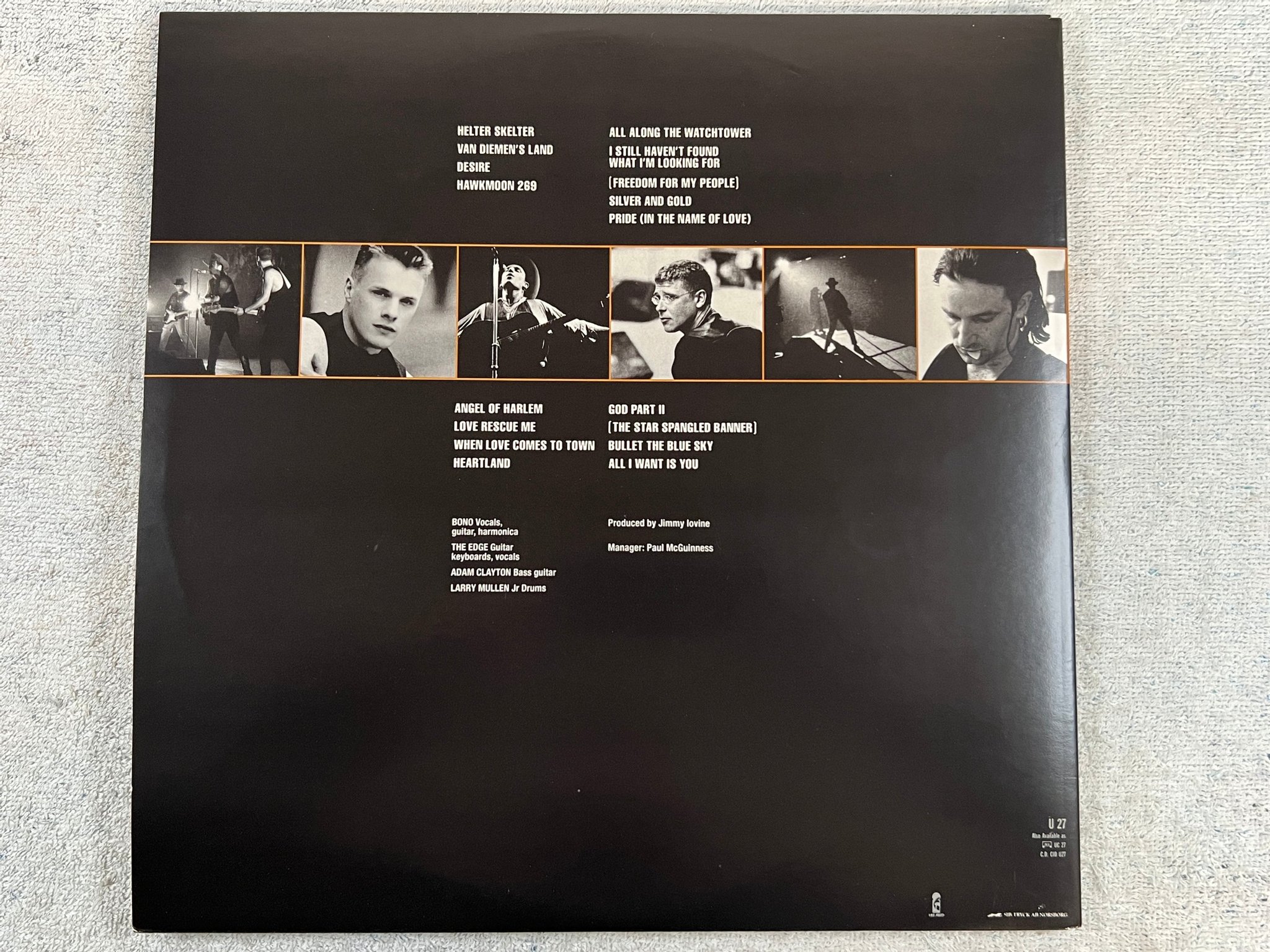 Omslagsbild för skivan U2 rattle and hum 2xLP -88 ncb ISLAND U27