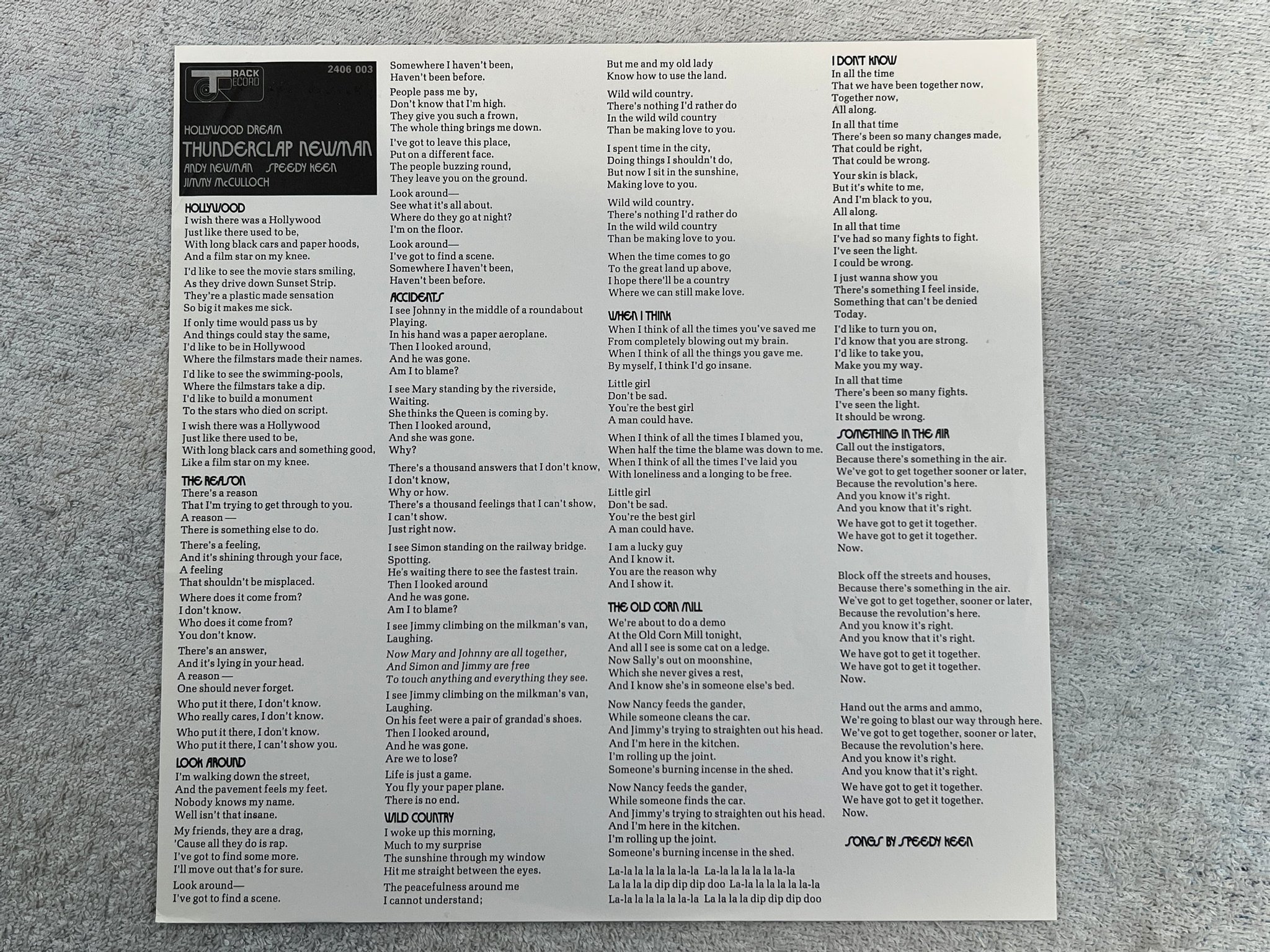 Omslagsbild för skivan THUNDERCLAP NEWMAN Hollywood dream LP UK TRACK 2406 003 