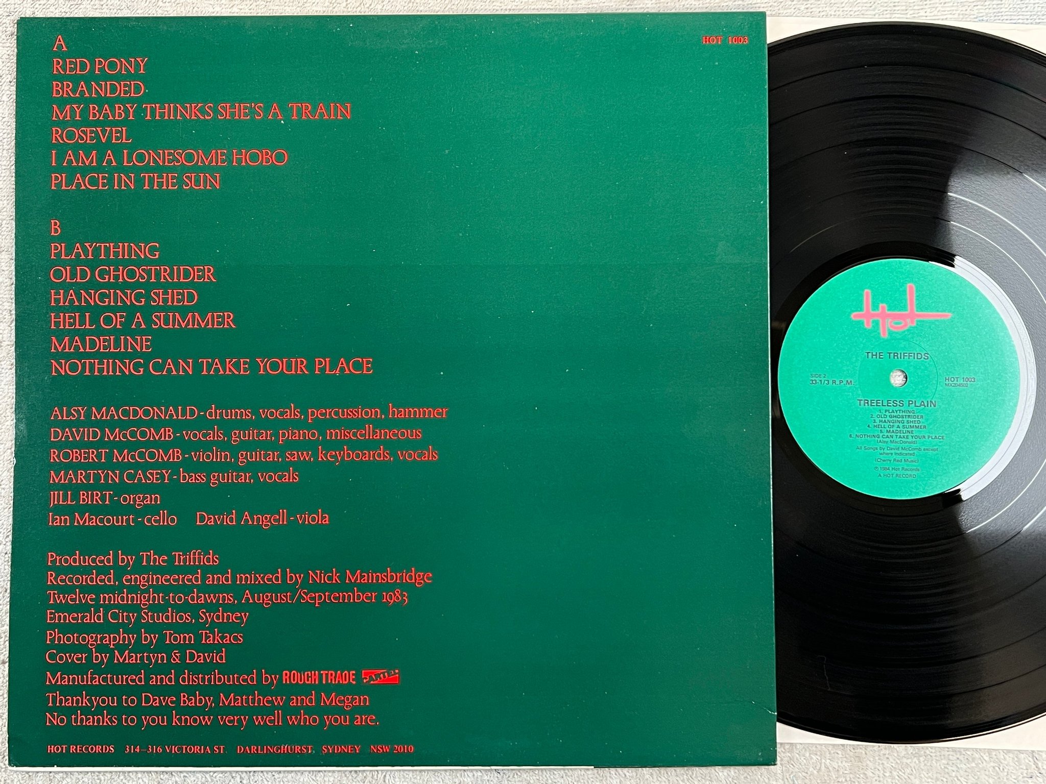 Omslagsbild för skivan THE TRIFFIDS treeless plain LP -84 Australia HOT 1003