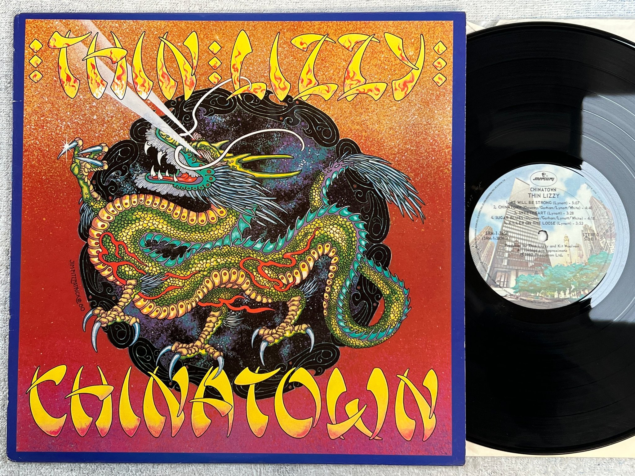 Omslagsbild för skivan THIN LIZZY chinatown LP -80 Can MERCURY SRM-1-3858