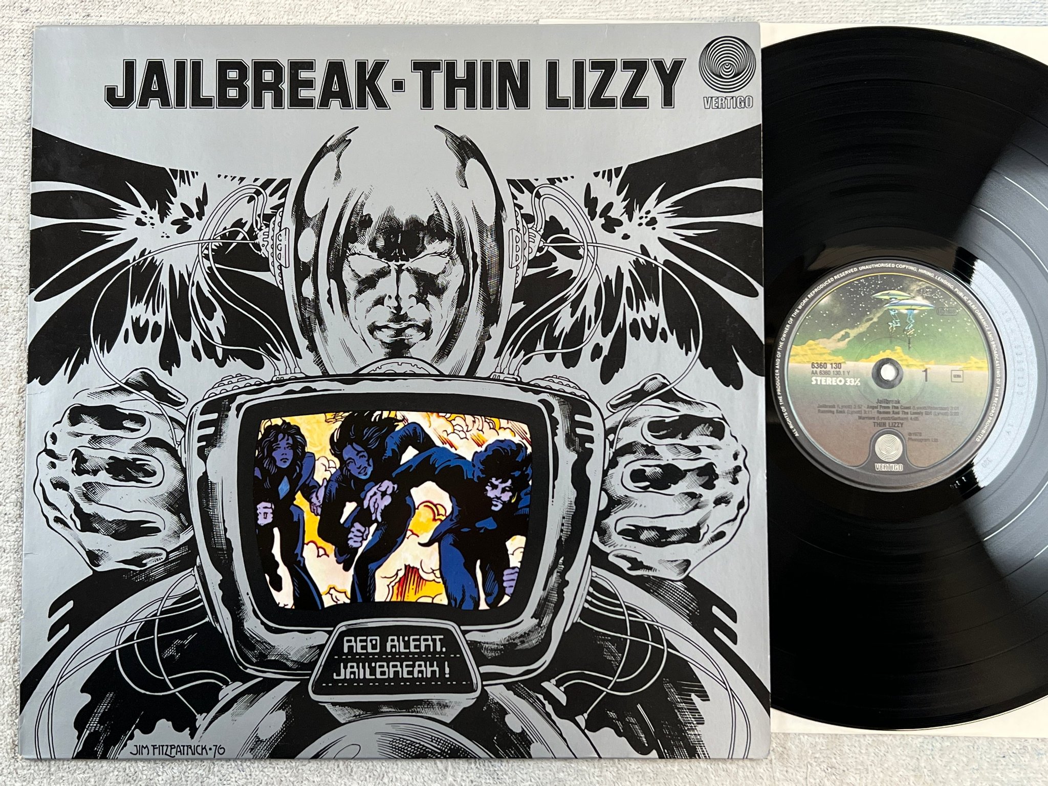 Omslagsbild för skivan THIN LIZZY jailbreak LP -76 Hol VERTIGO 6360130