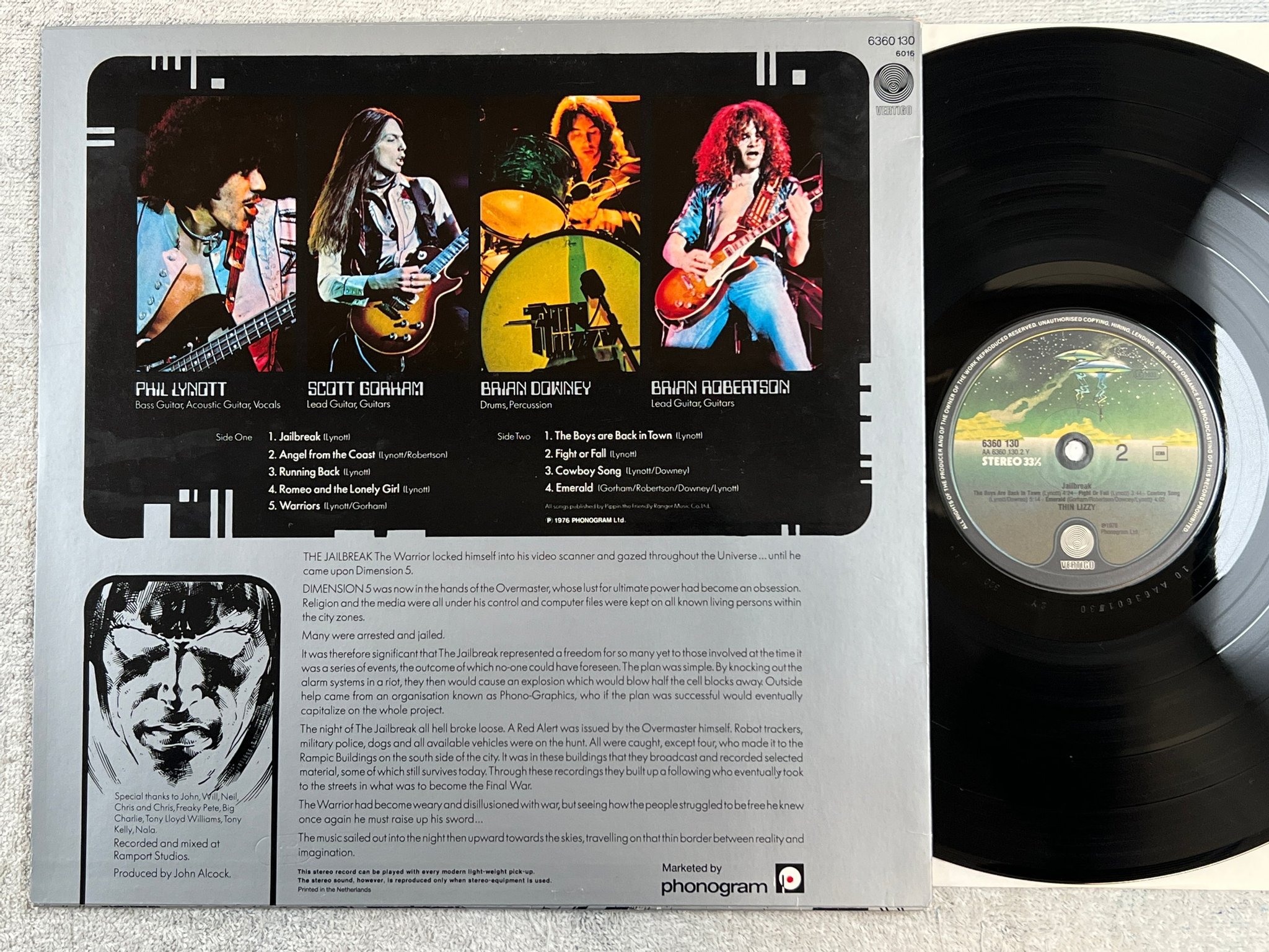 Omslagsbild för skivan THIN LIZZY jailbreak LP -76 Hol VERTIGO 6360130