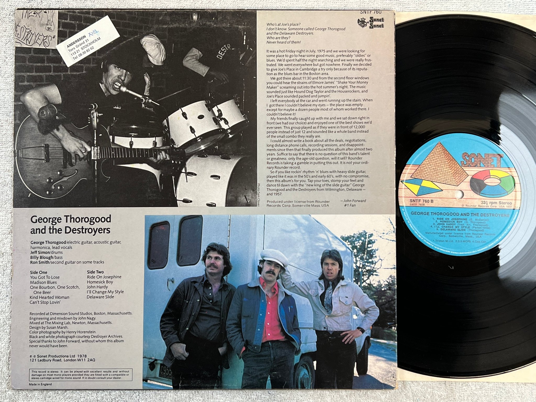 Omslagsbild för skivan GEORGE THOROGOOD & THE DESTROYERS LP -77 UK SONET SNTF 760