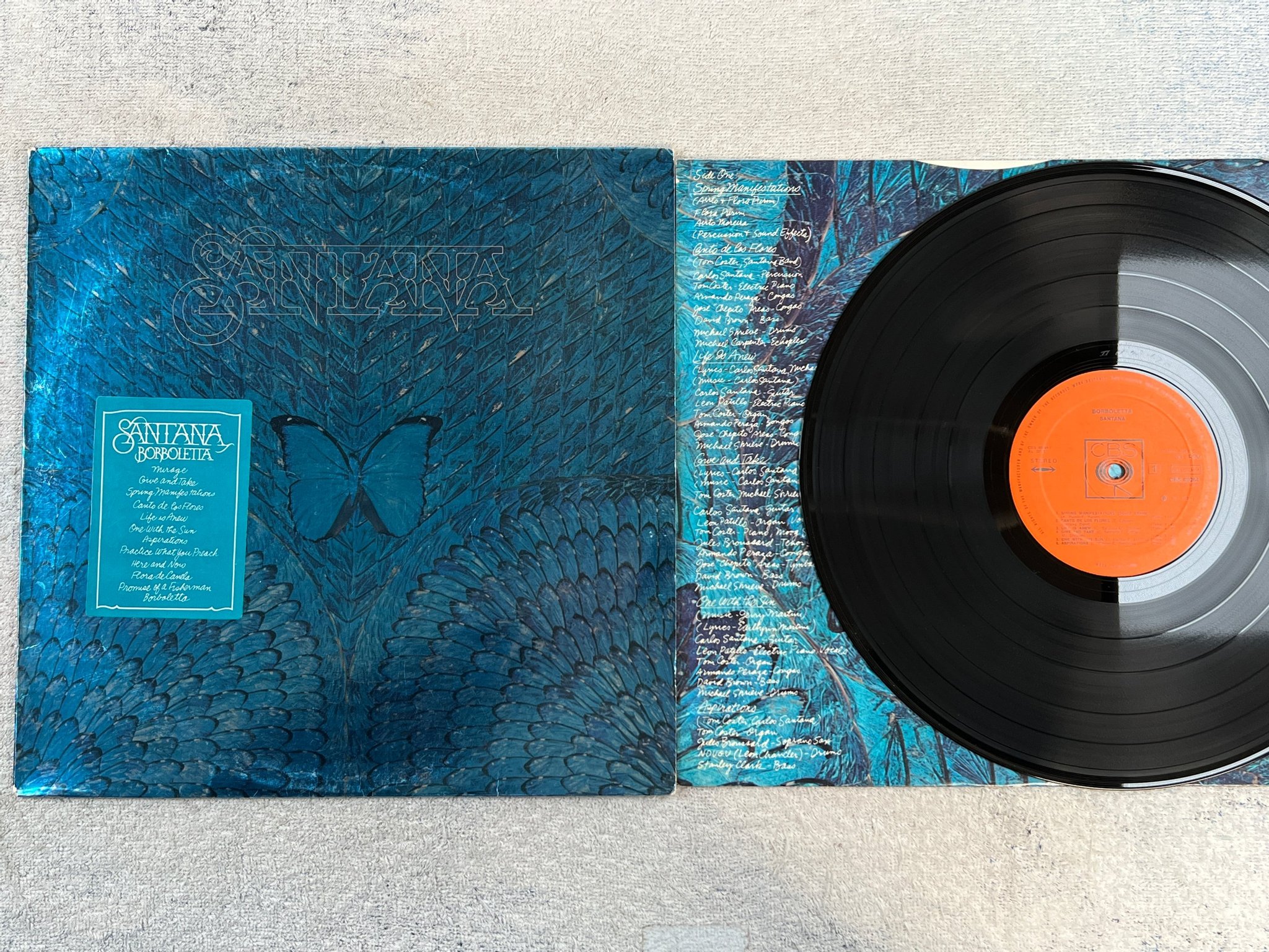 Omslagsbild för skivan SANTANA barboletta LP -74 Hol CBS 69084 ** latin groove **