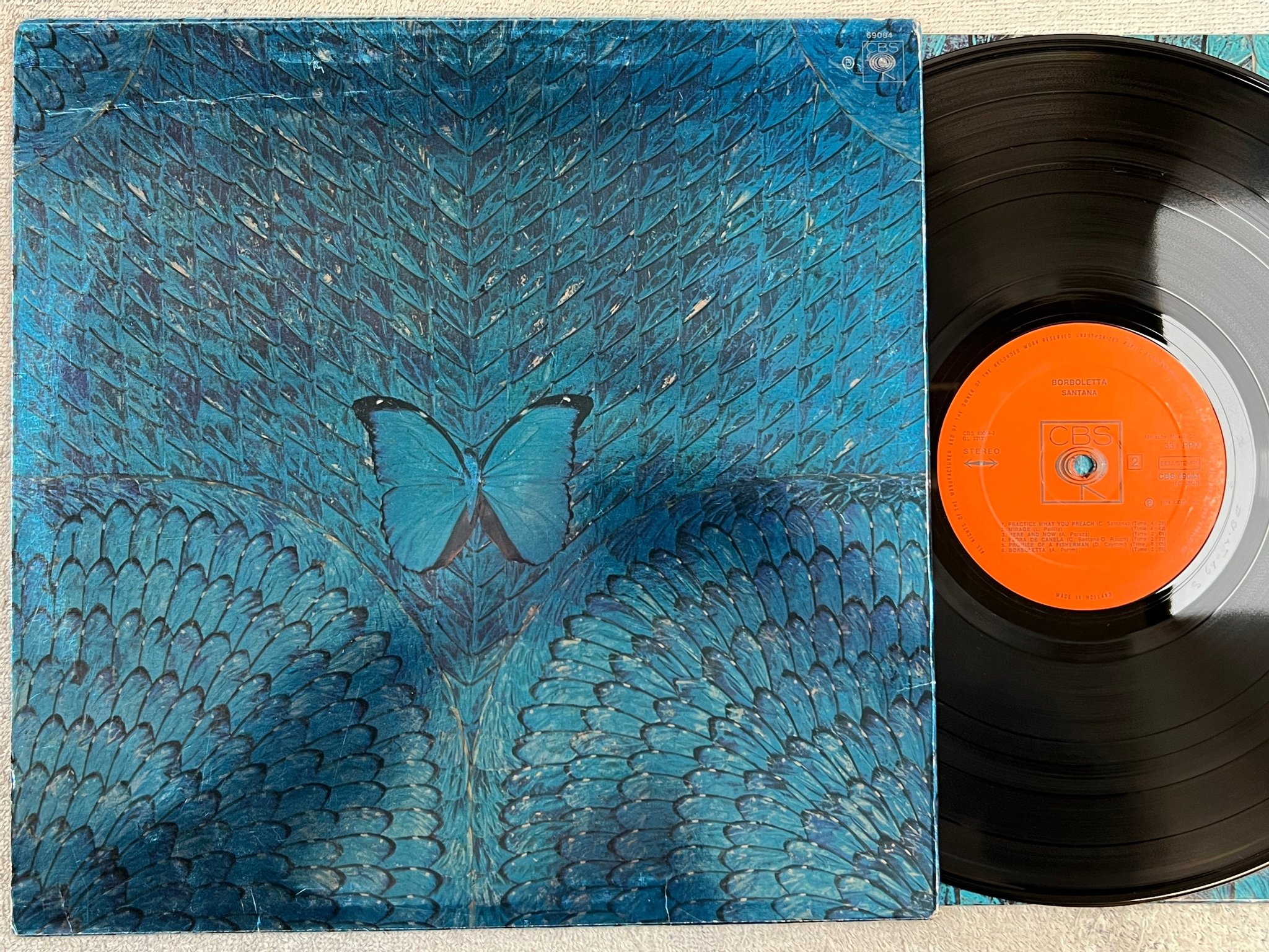 Omslagsbild för skivan SANTANA barboletta LP -74 Hol CBS 69084 ** latin groove **